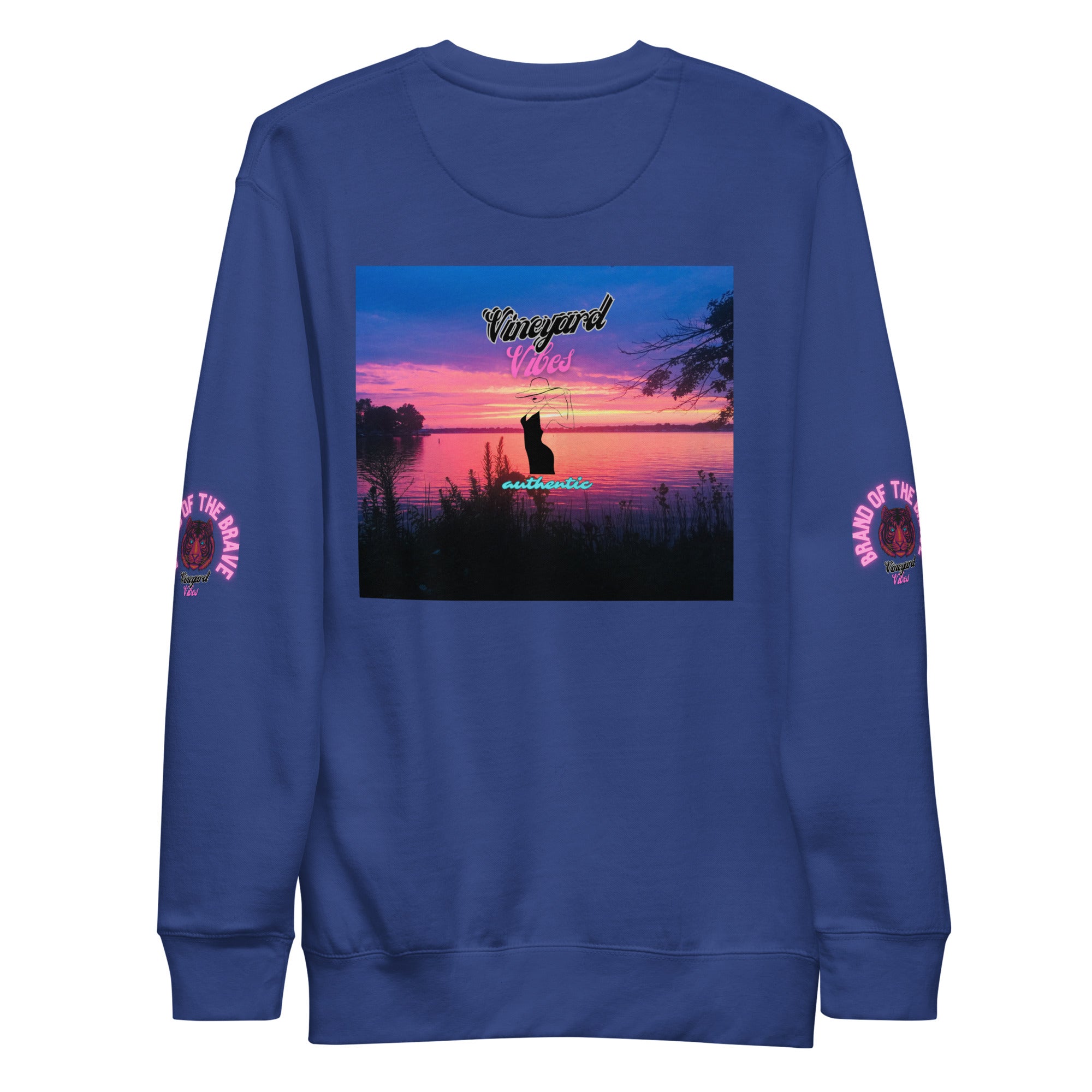 Vineyard Vibes Pink Tiger Silhouette - Unisex Premium Sweatshirt | Cotton Heritage