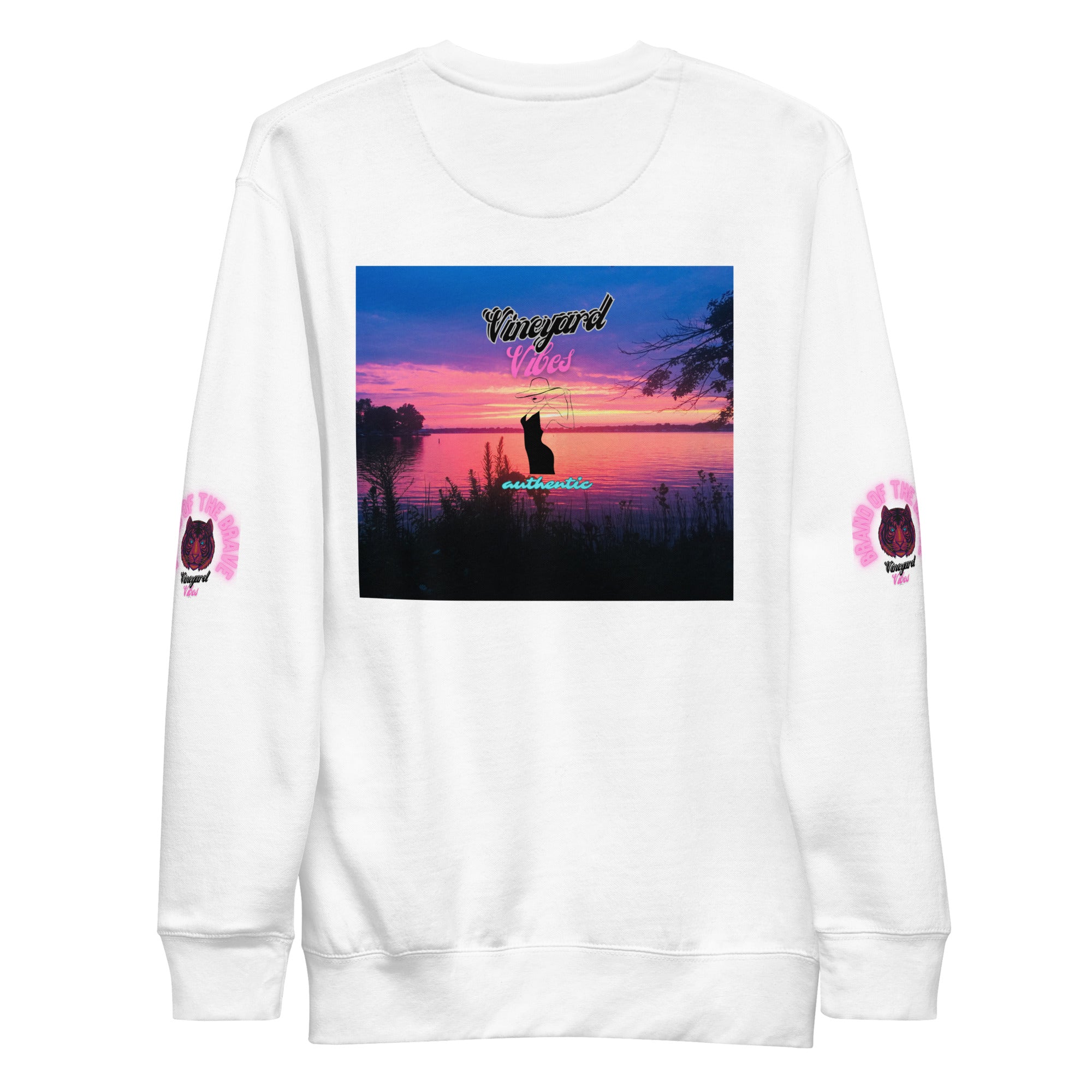 Vineyard Vibes Pink Tiger Silhouette - Unisex Premium Sweatshirt | Cotton Heritage