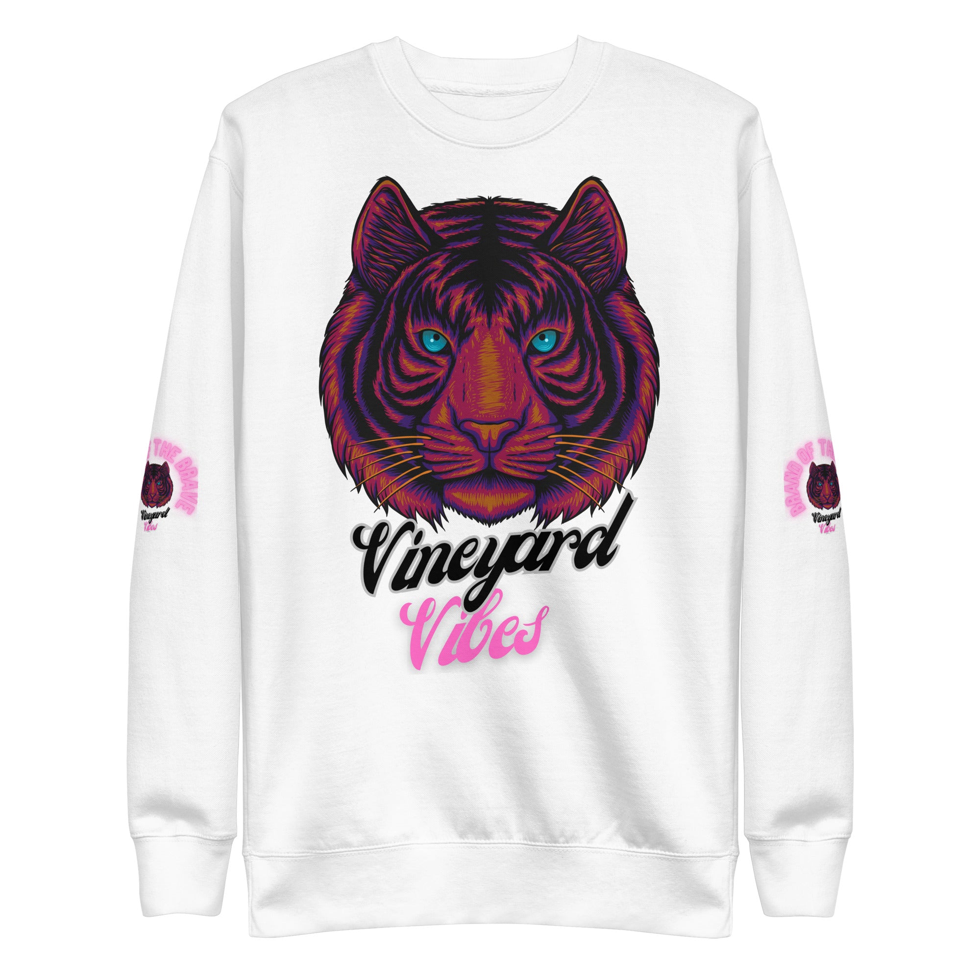 Vineyard Vibes Pink Tiger Silhouette - Unisex Premium Sweatshirt | Cotton Heritage