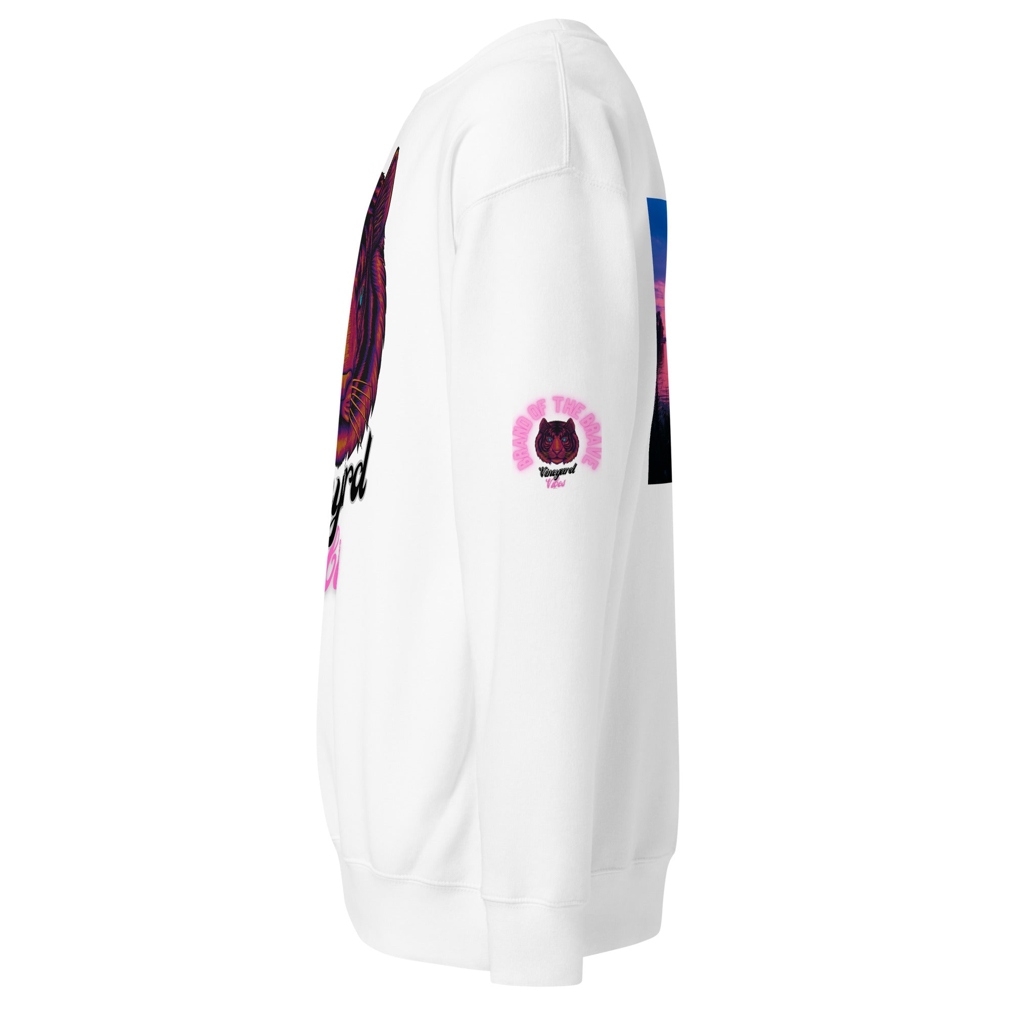 Vineyard Vibes Pink Tiger Silhouette - Unisex Premium Sweatshirt | Cotton Heritage