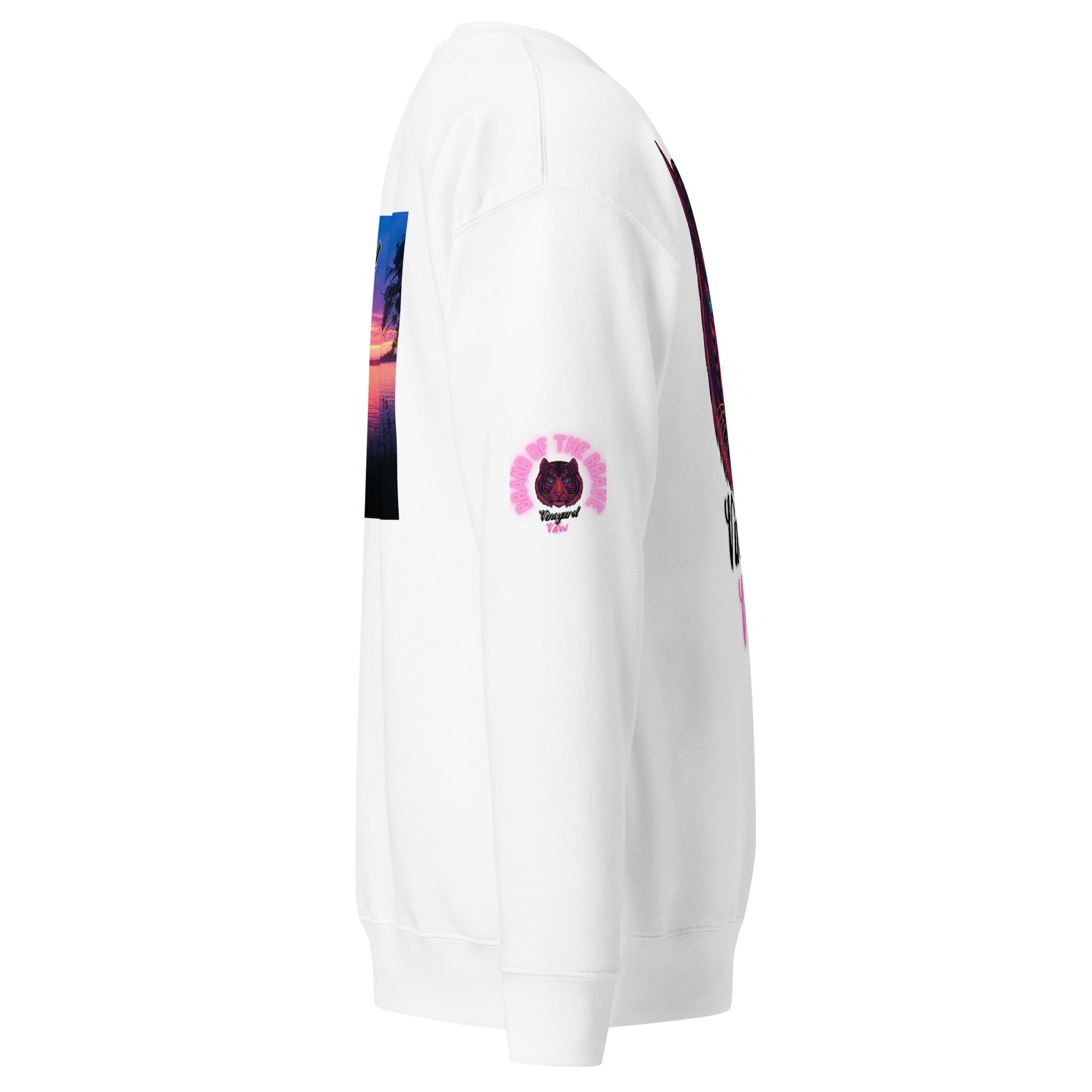 Vineyard Vibes Pink Tiger Silhouette - Unisex Premium Sweatshirt | Cotton Heritage