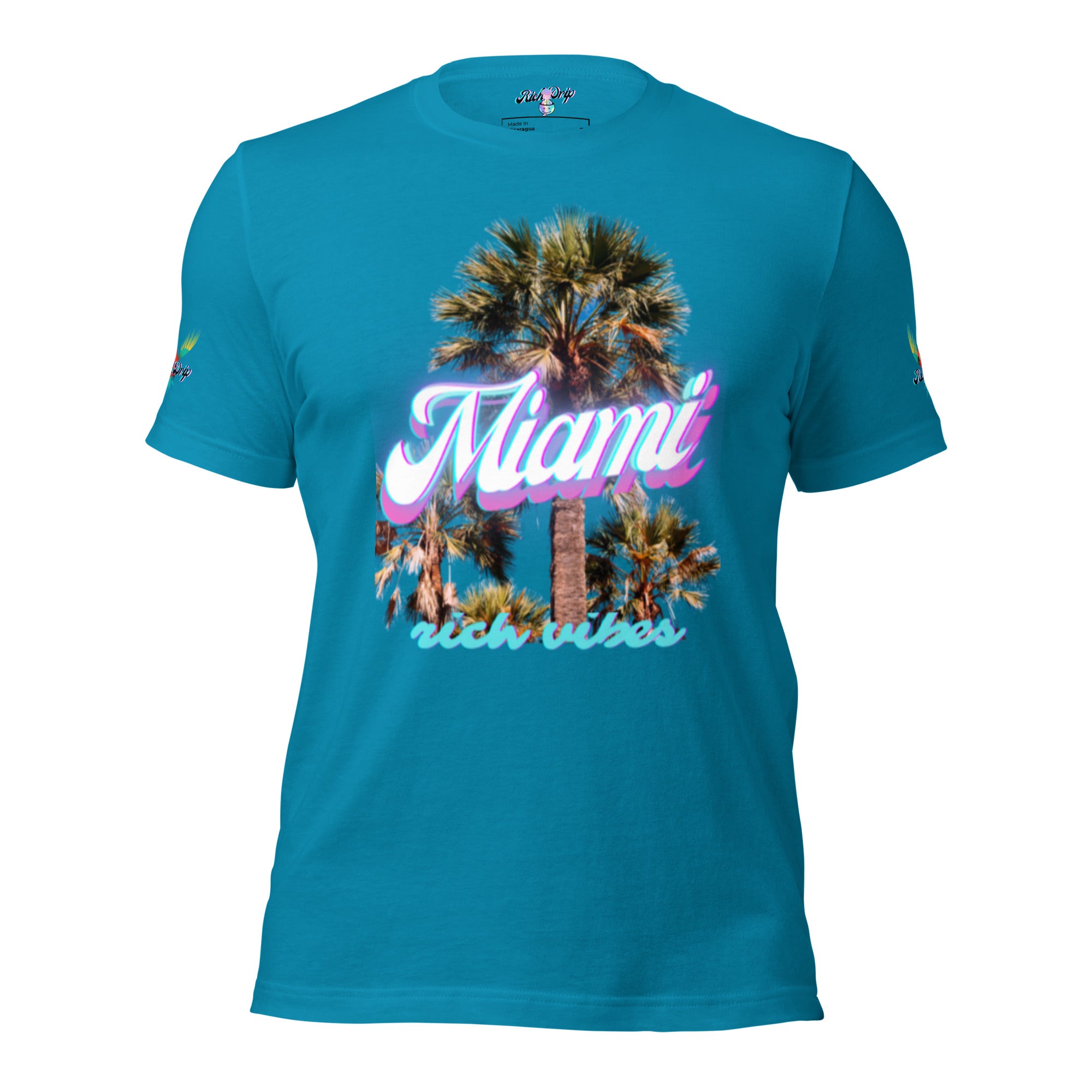 RV Rich Drip Miami Palm Tree Silhouette Turquoise - Unisex t-shirt