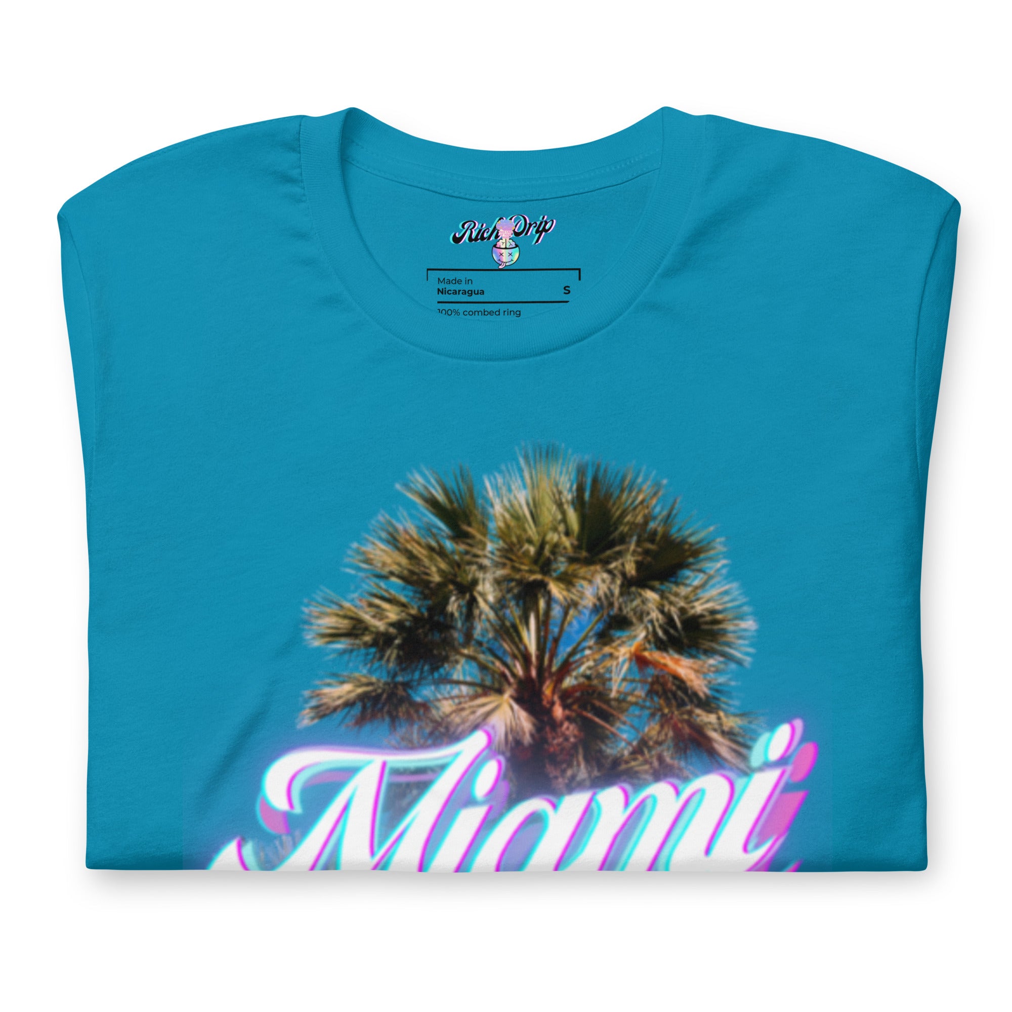 RV Rich Drip Miami Palm Tree Silhouette Turquoise - Unisex t-shirt