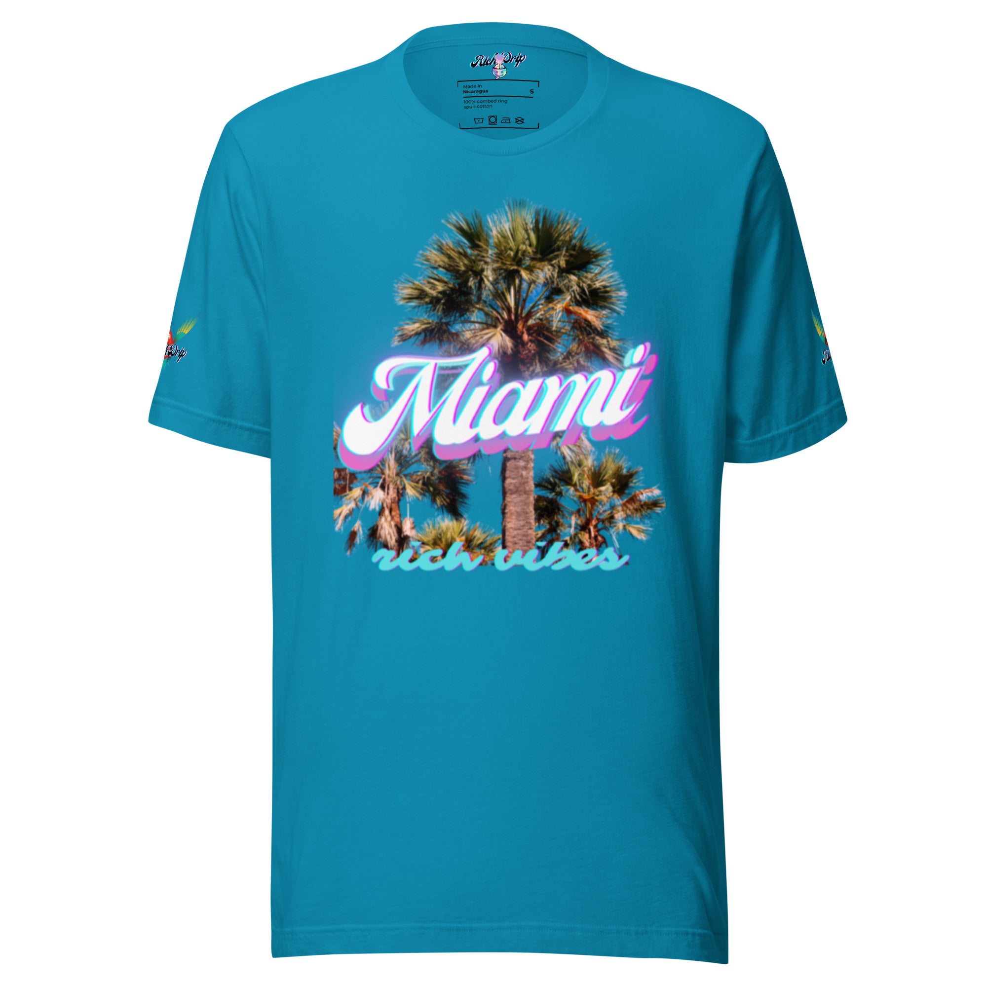 RV Rich Drip Miami Palm Tree Silhouette Turquoise - Unisex t-shirt