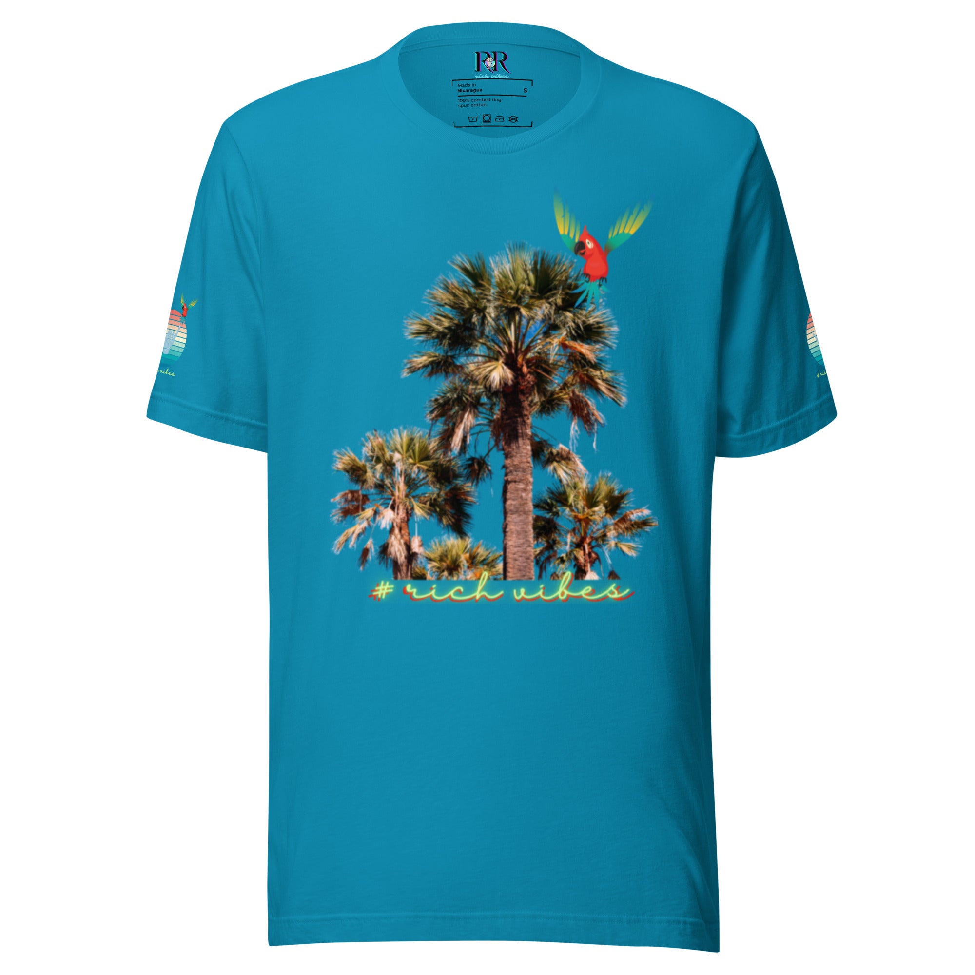 Rich Drip Volt Rich Vibes Colorful Palm Tree Silhouette Multi Colored Circle - Unisex t-shirt
