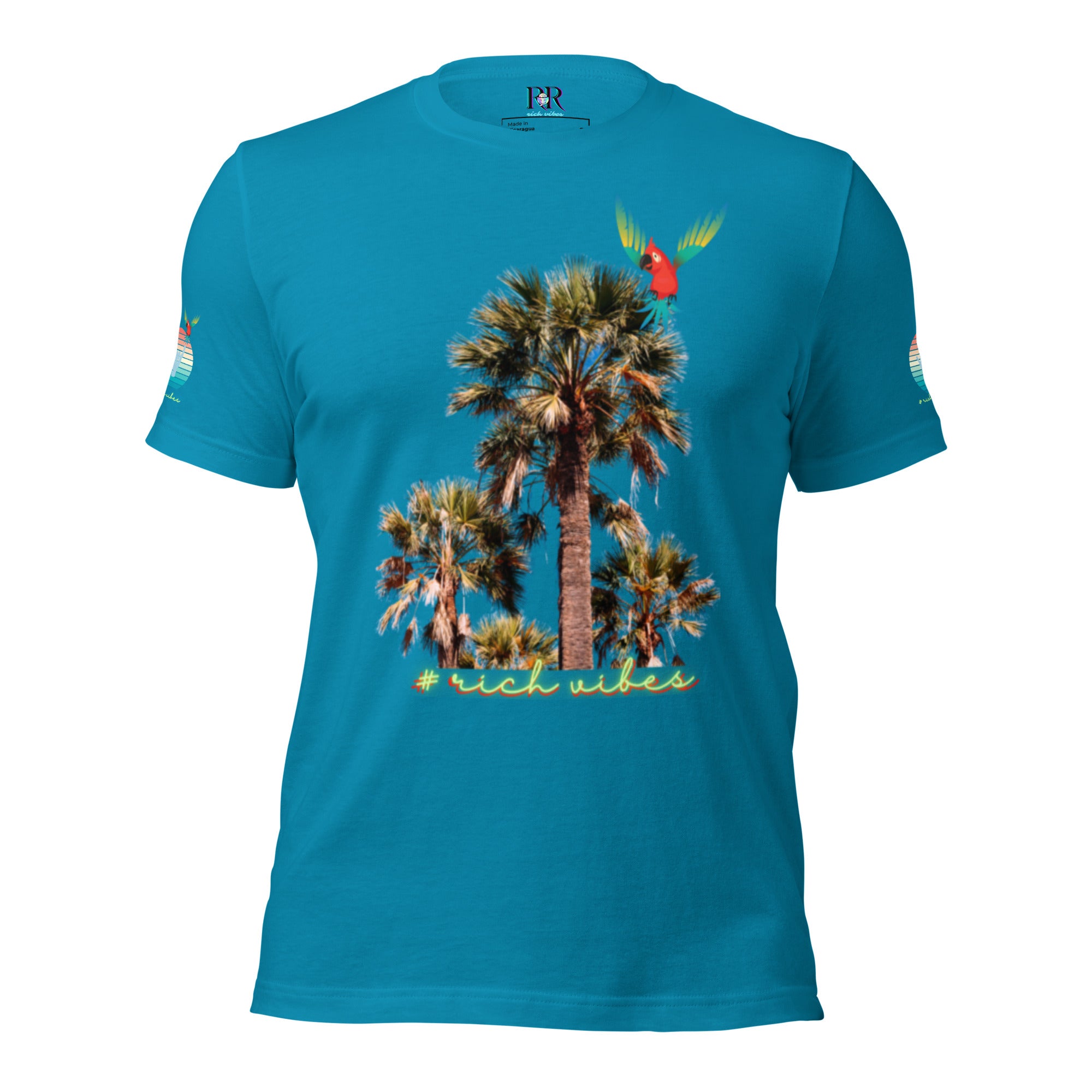 Rich Drip Volt Rich Vibes Colorful Palm Tree Silhouette Multi Colored Circle - Unisex t-shirt