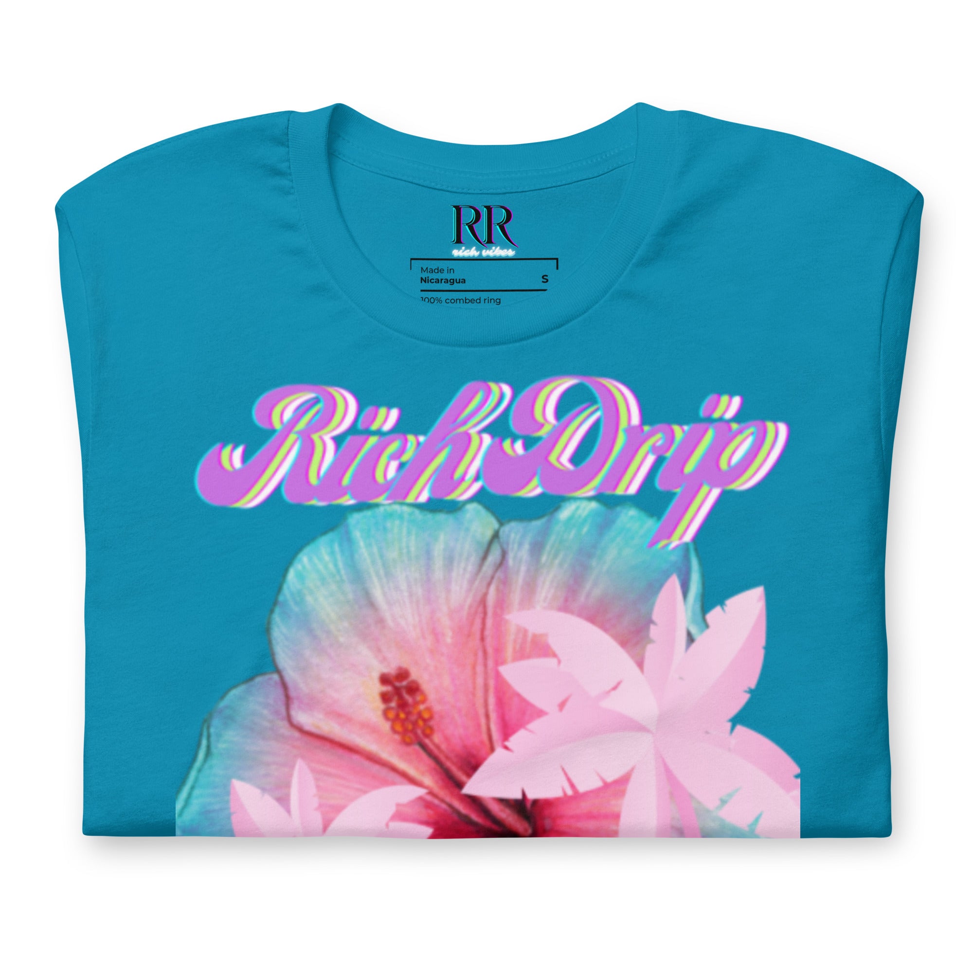 RV Rich Drip Her King Tropical Pink Palm Tree - Unisex t-shirt Aqua