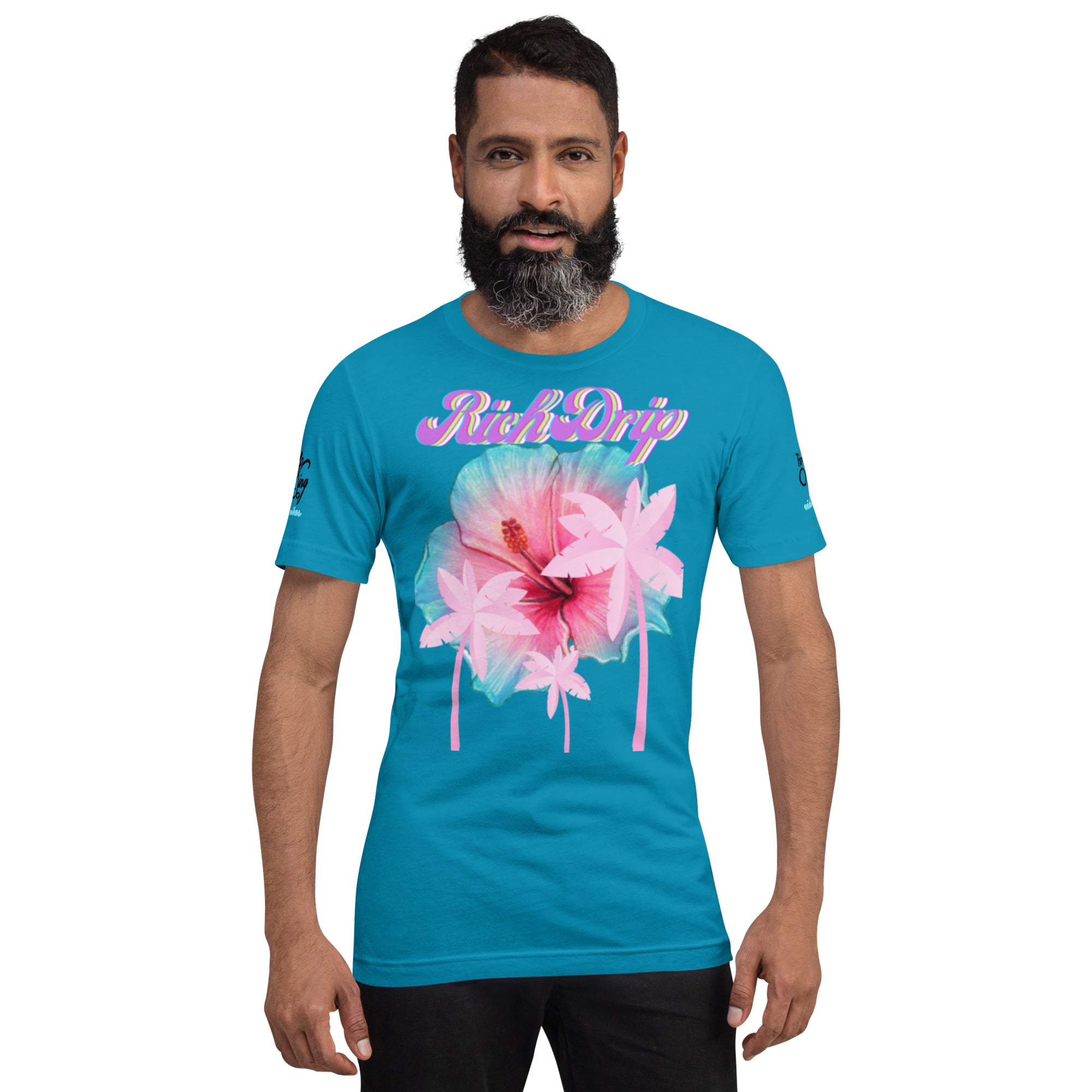 RV Rich Drip Her King Tropical Pink Palm Tree - Unisex t-shirt Aqua