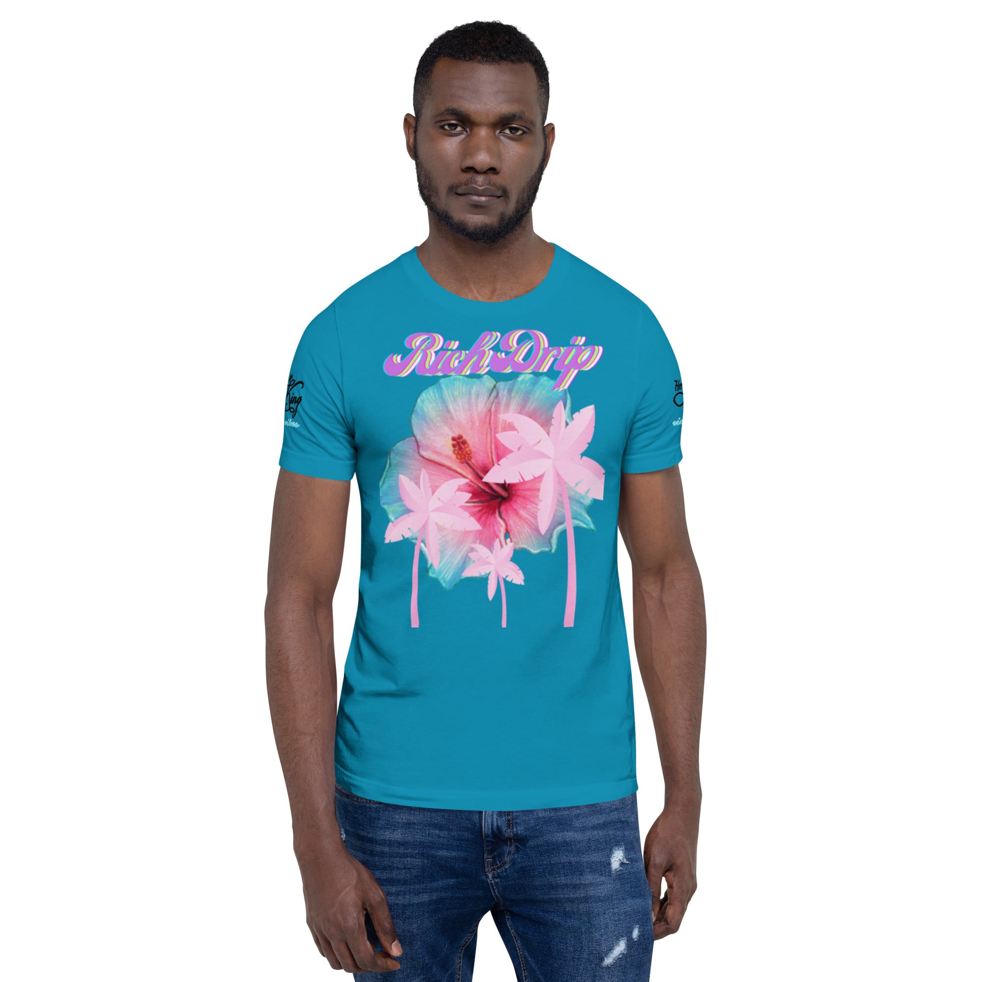 RV Rich Drip Her King Tropical Pink Palm Tree - Unisex t-shirt Aqua