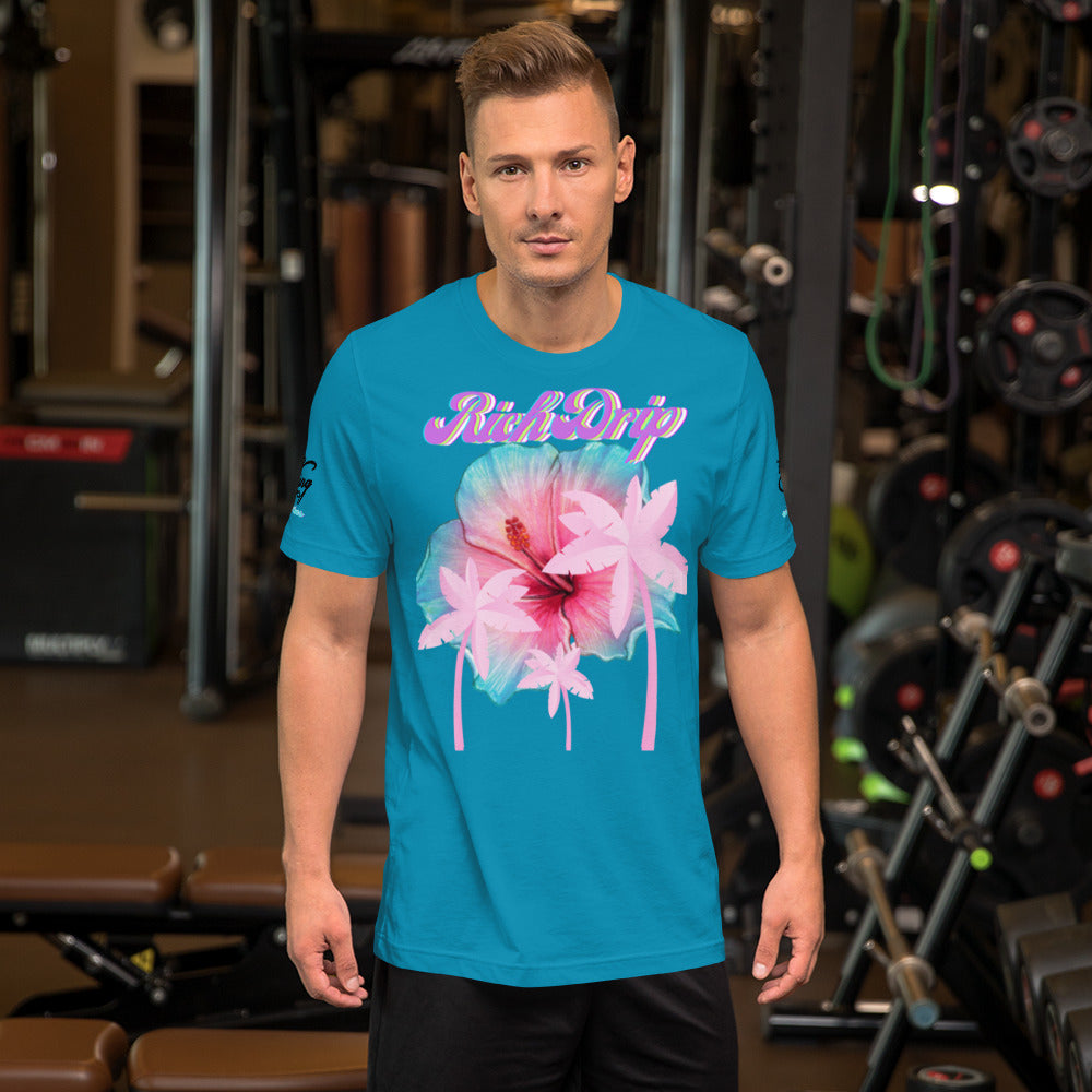 RV Rich Drip Her King Tropical Pink Palm Tree - Unisex t-shirt Aqua