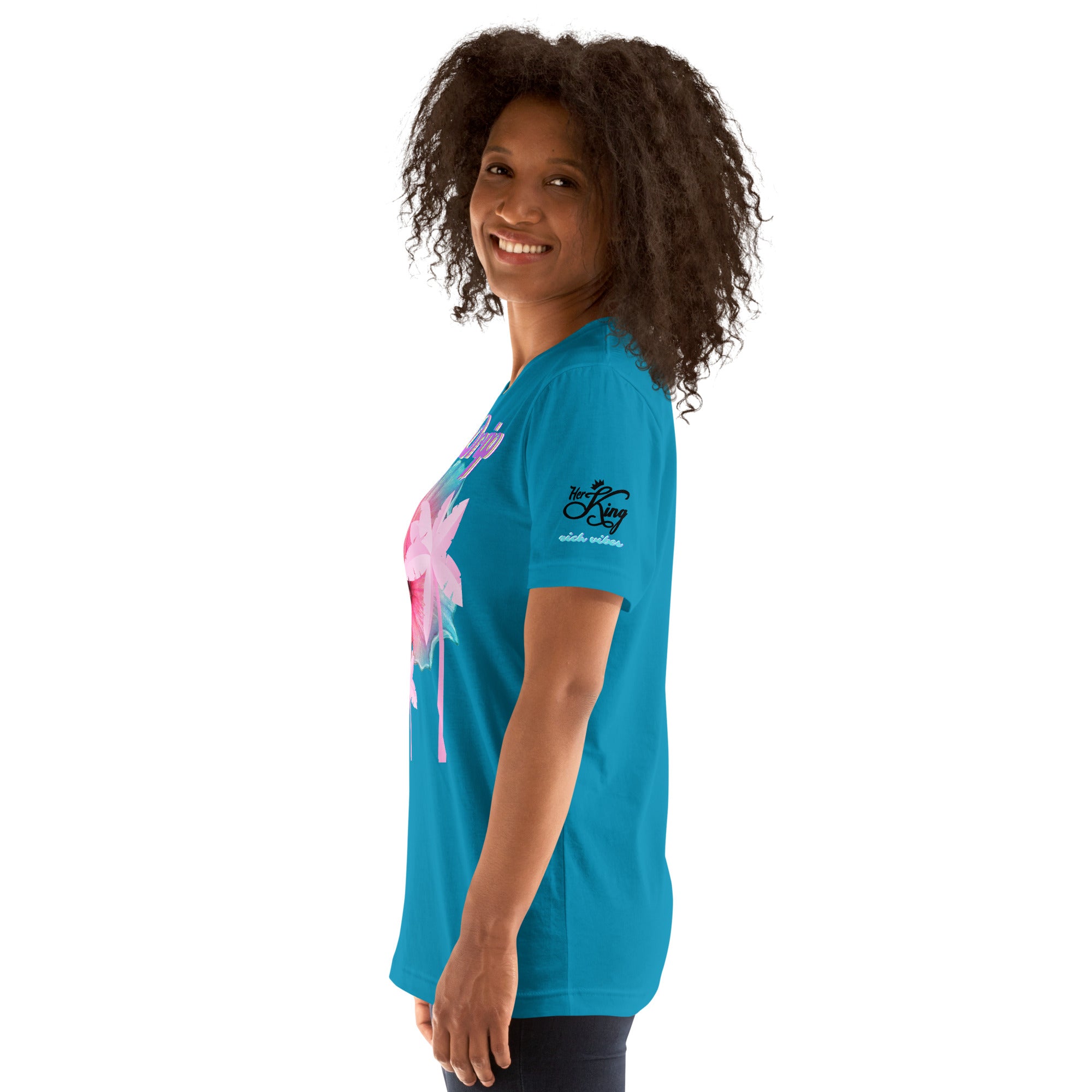 RV Rich Drip Her King Tropical Pink Palm Tree - Unisex t-shirt Aqua