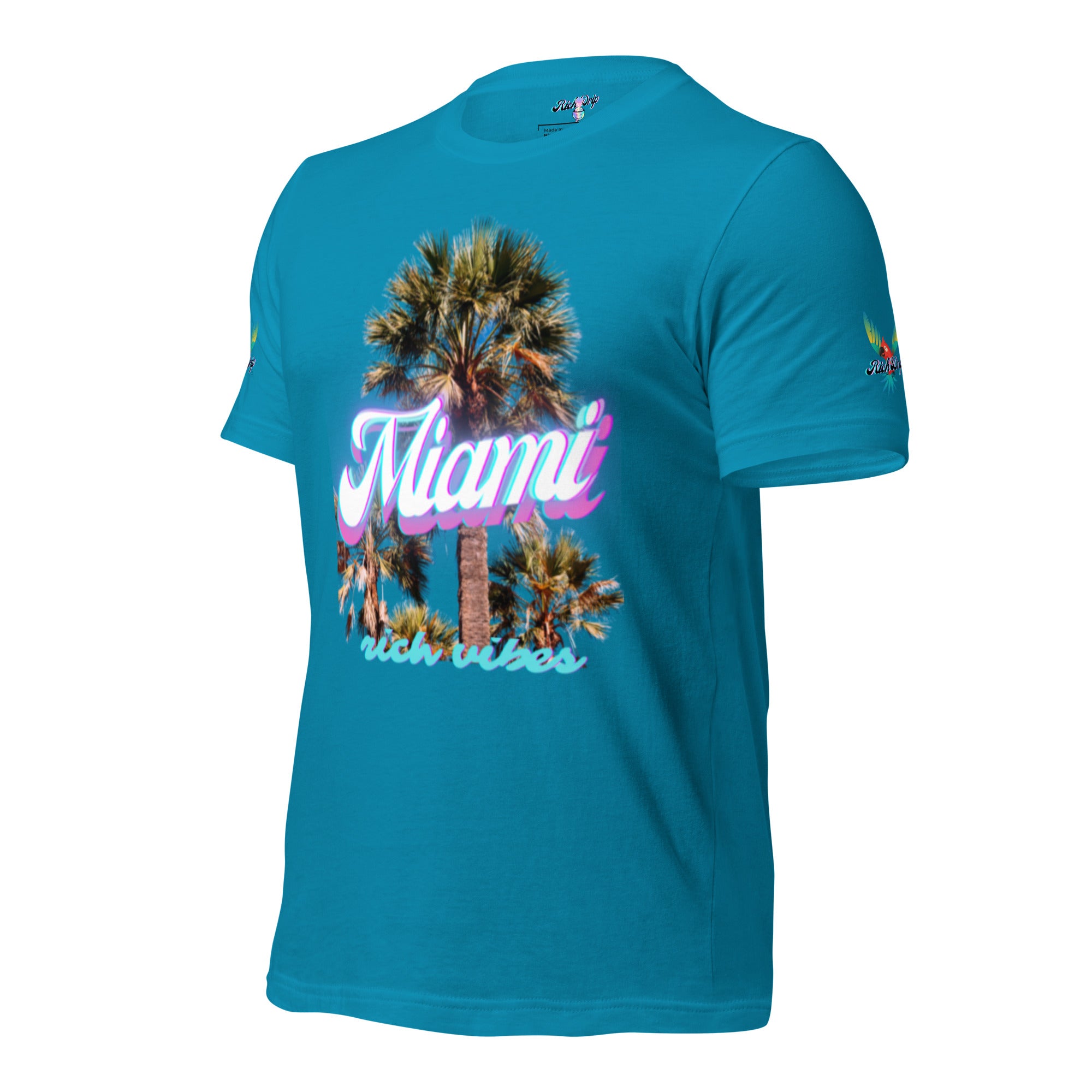 RV Rich Drip Miami Palm Tree Silhouette Turquoise - Unisex t-shirt