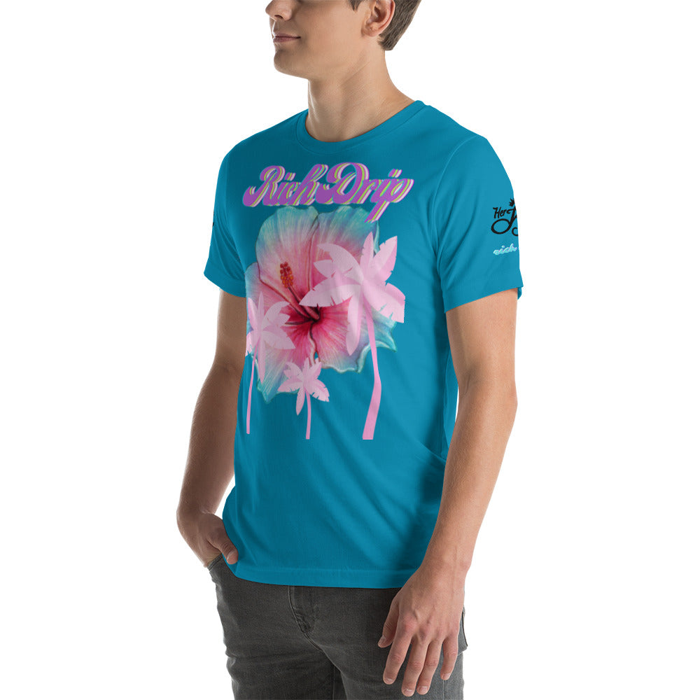 RV Rich Drip Her King Tropical Pink Palm Tree - Unisex t-shirt Aqua