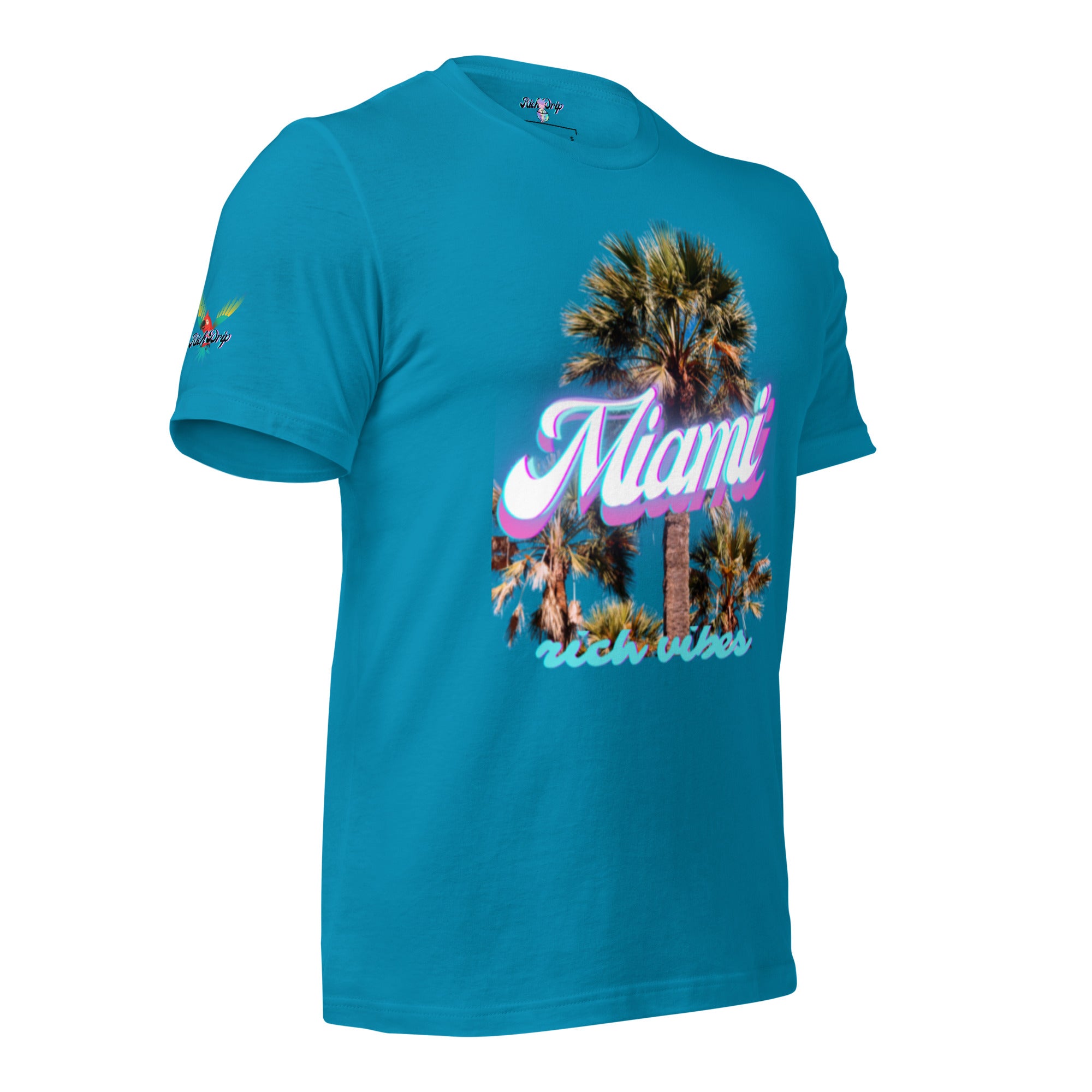 RV Rich Drip Miami Palm Tree Silhouette Turquoise - Unisex t-shirt