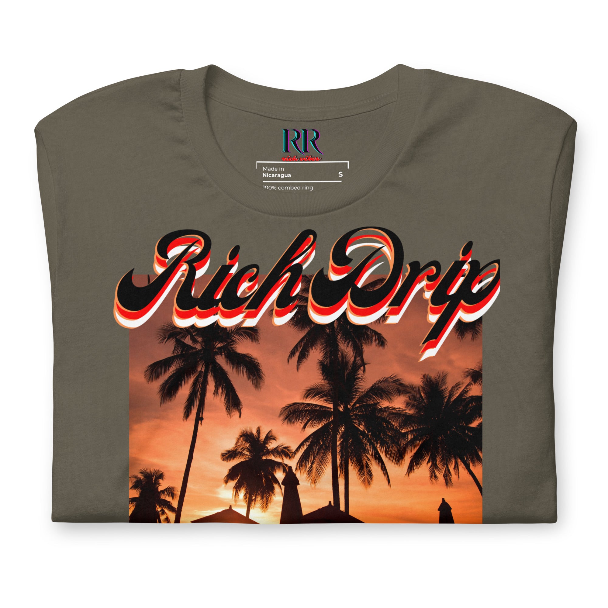 RV5 Red Sunset Palm Tree Silhouette - Unisex Staple T-Shirt | Bella + Canvas 3001