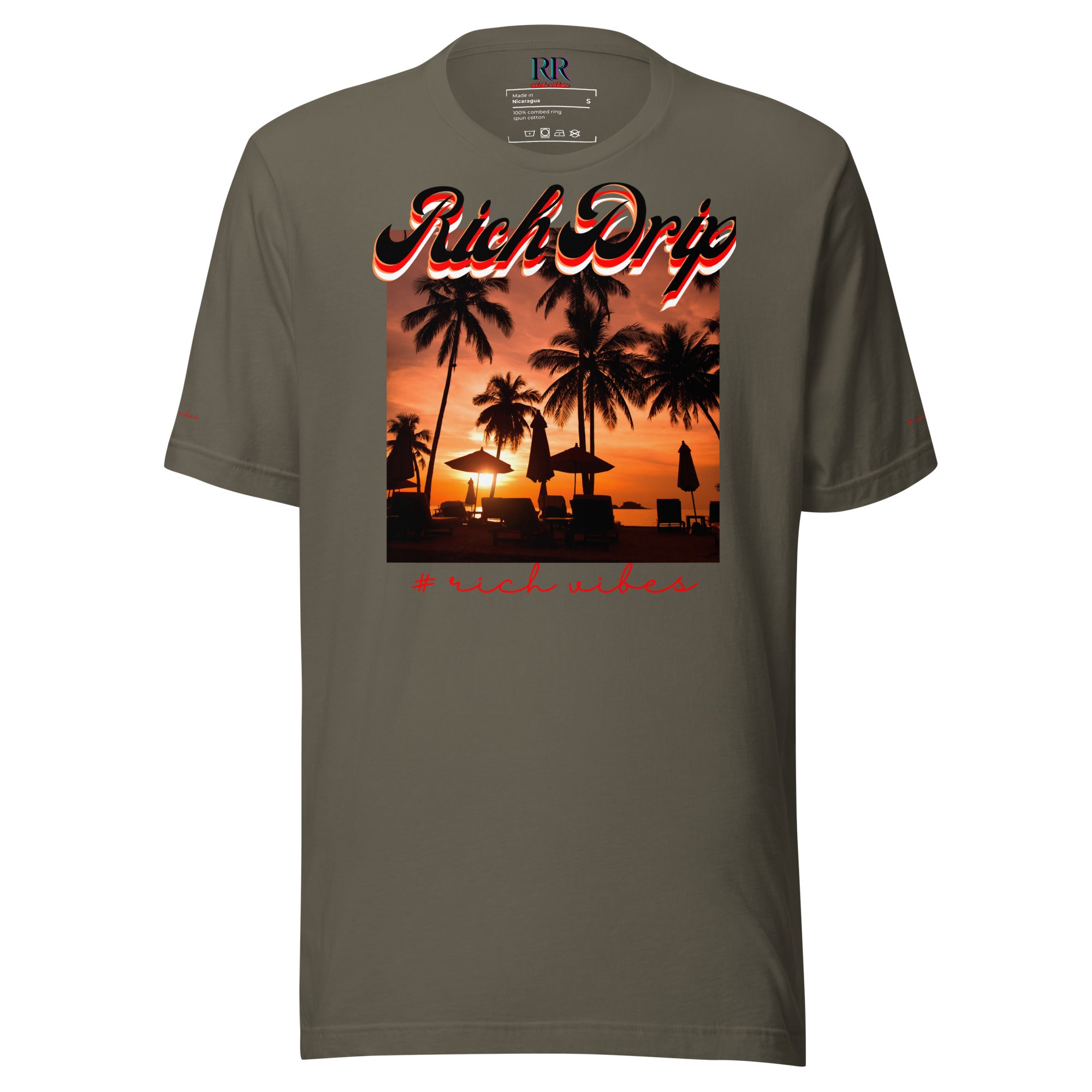 RV5 Red Sunset Palm Tree Silhouette - Unisex Staple T-Shirt | Bella + Canvas 3001