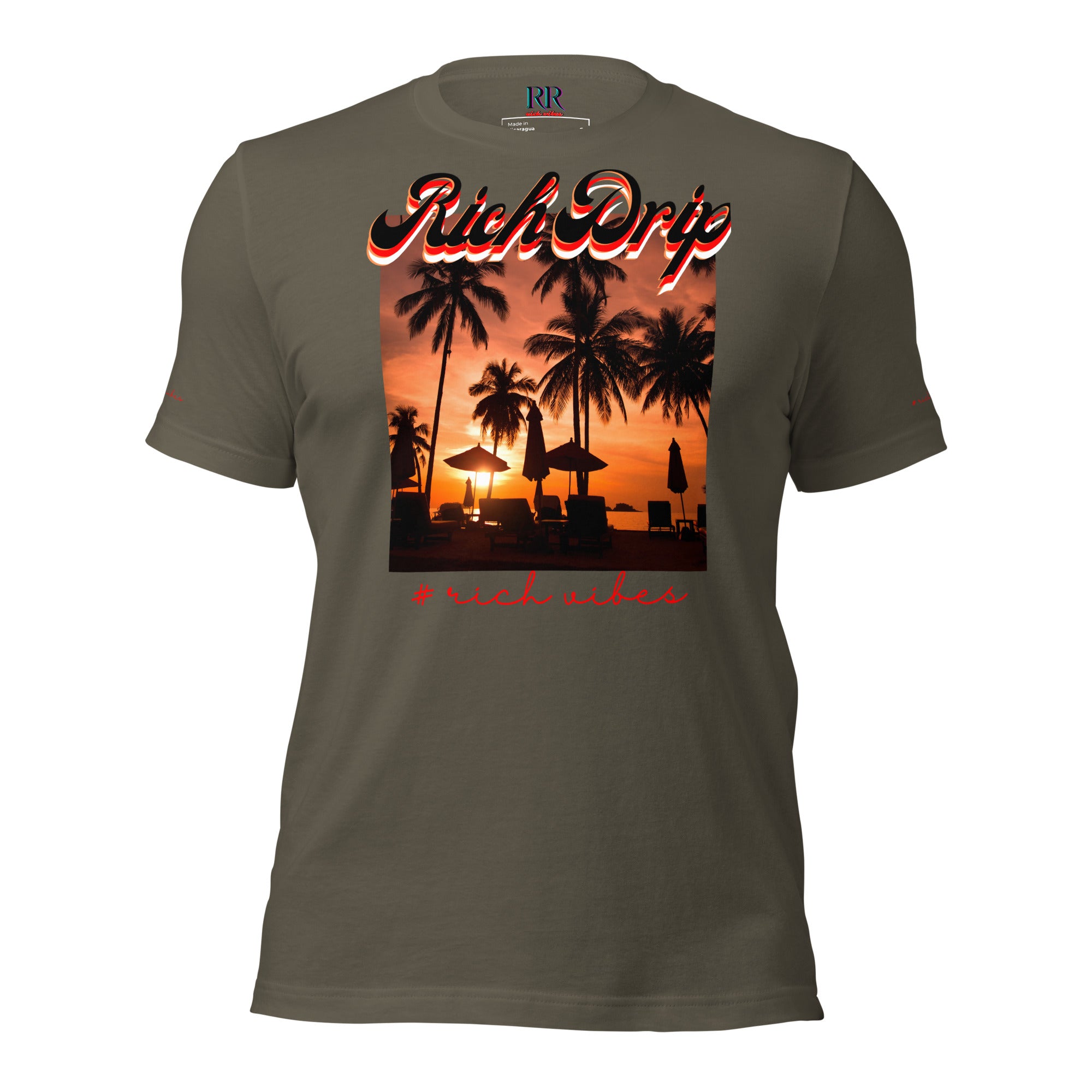 RV5 Red Sunset Palm Tree Silhouette - Unisex Staple T-Shirt | Bella + Canvas 3001