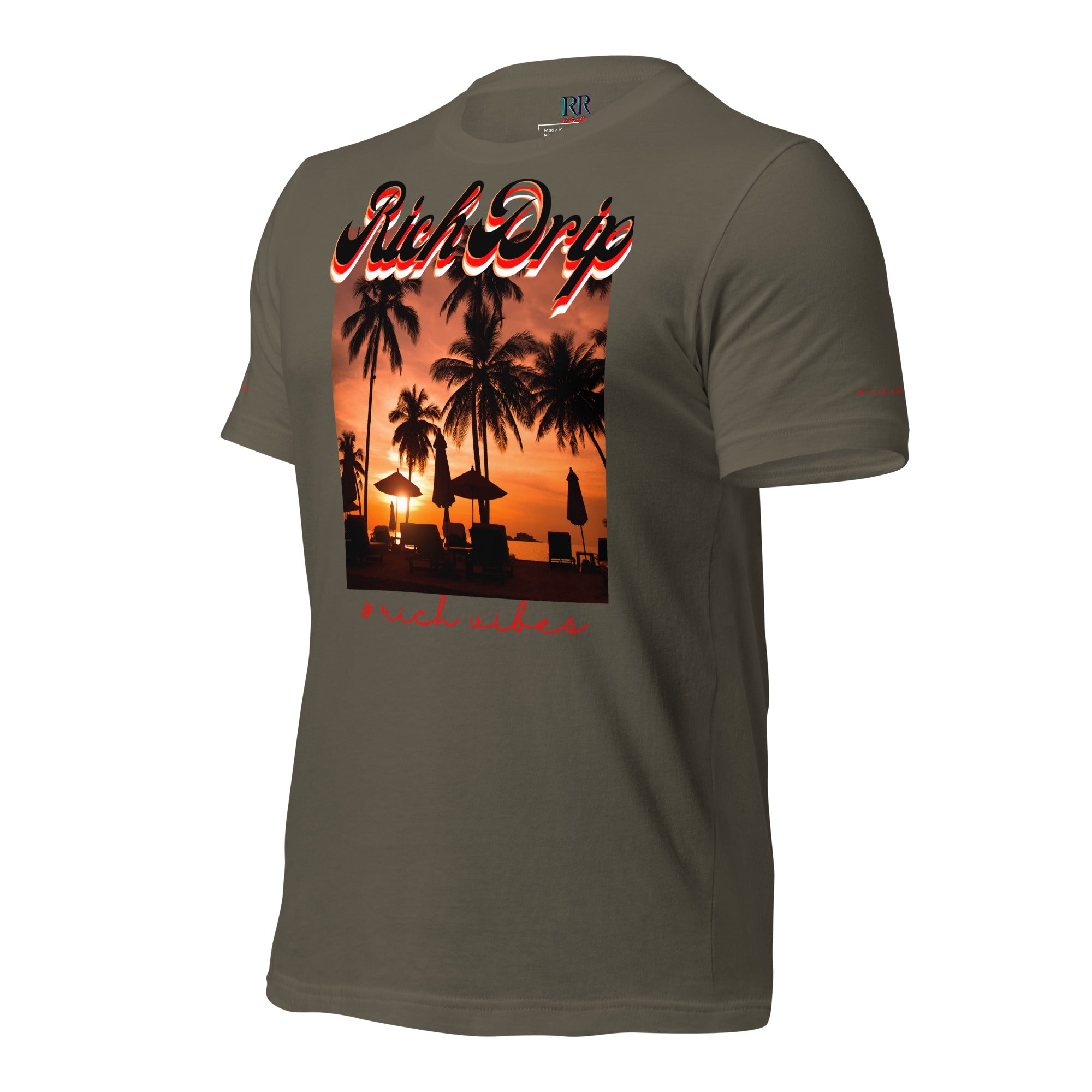RV5 Red Sunset Palm Tree Silhouette - Unisex Staple T-Shirt | Bella + Canvas 3001