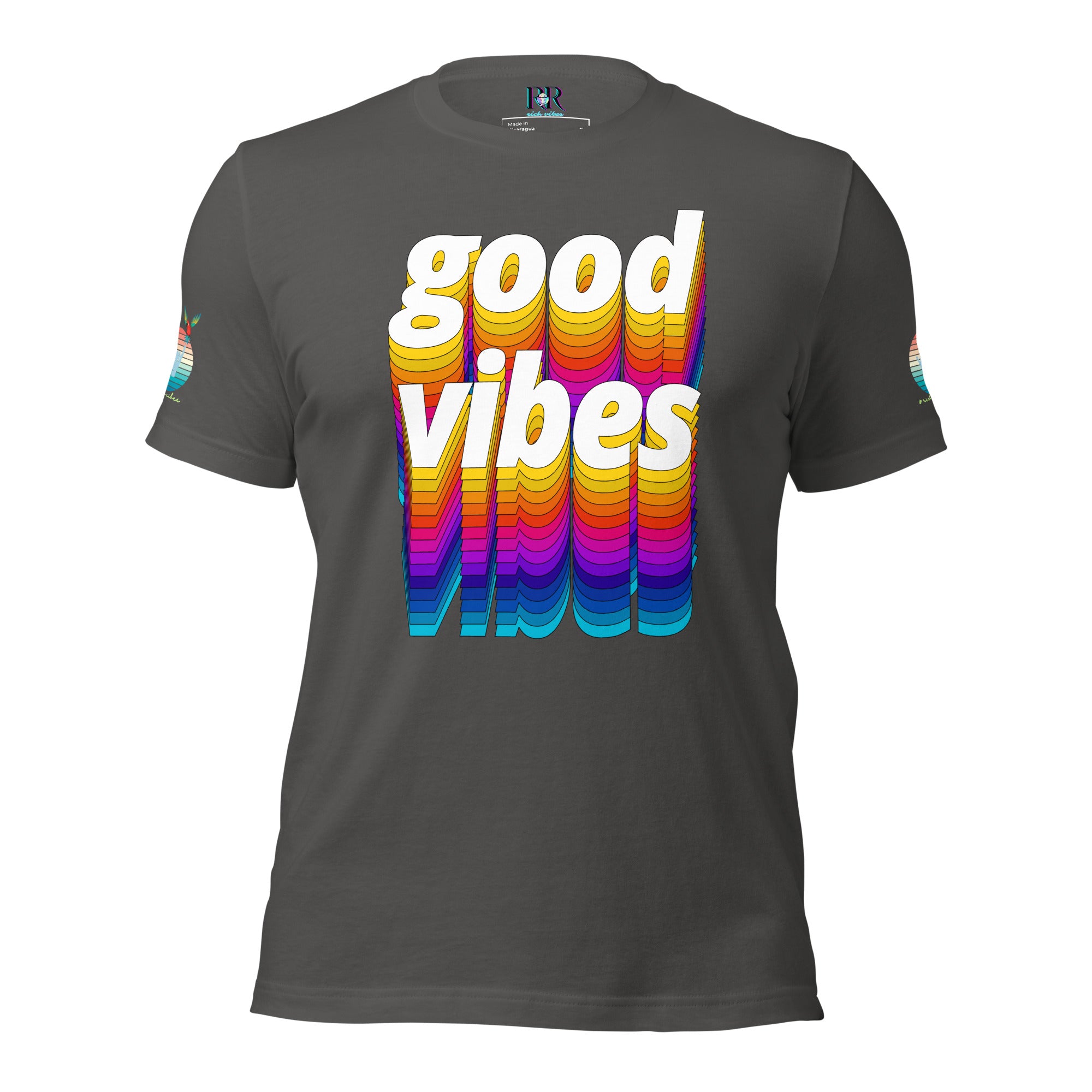Rich Drip Good Vibes Multi Colored Circle - Unisex t-shirt Grey