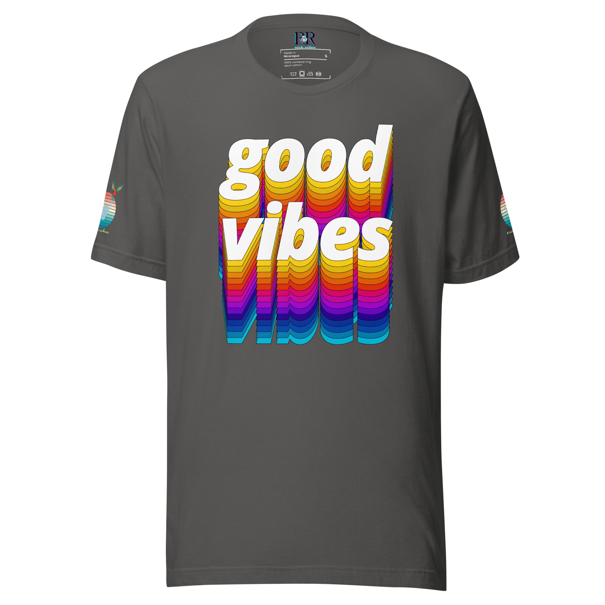Rich Drip Good Vibes Multi Colored Circle - Unisex t-shirt Grey