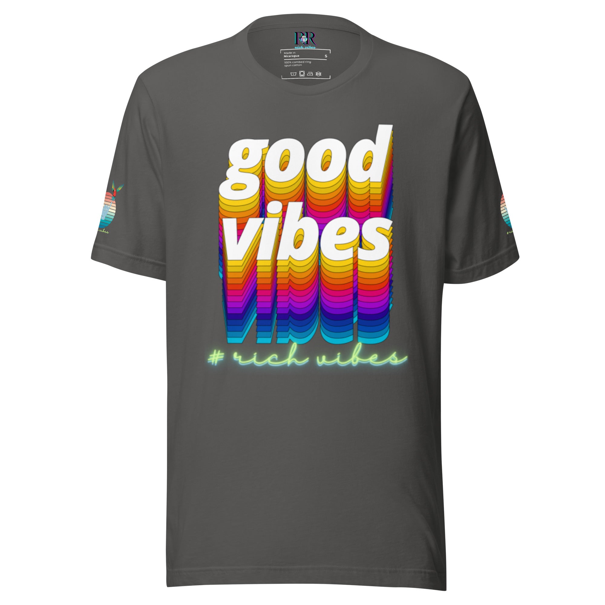 Rich Drip Good Vibes Multi Colored Circle 1.0 - Unisex t-shirt Grey