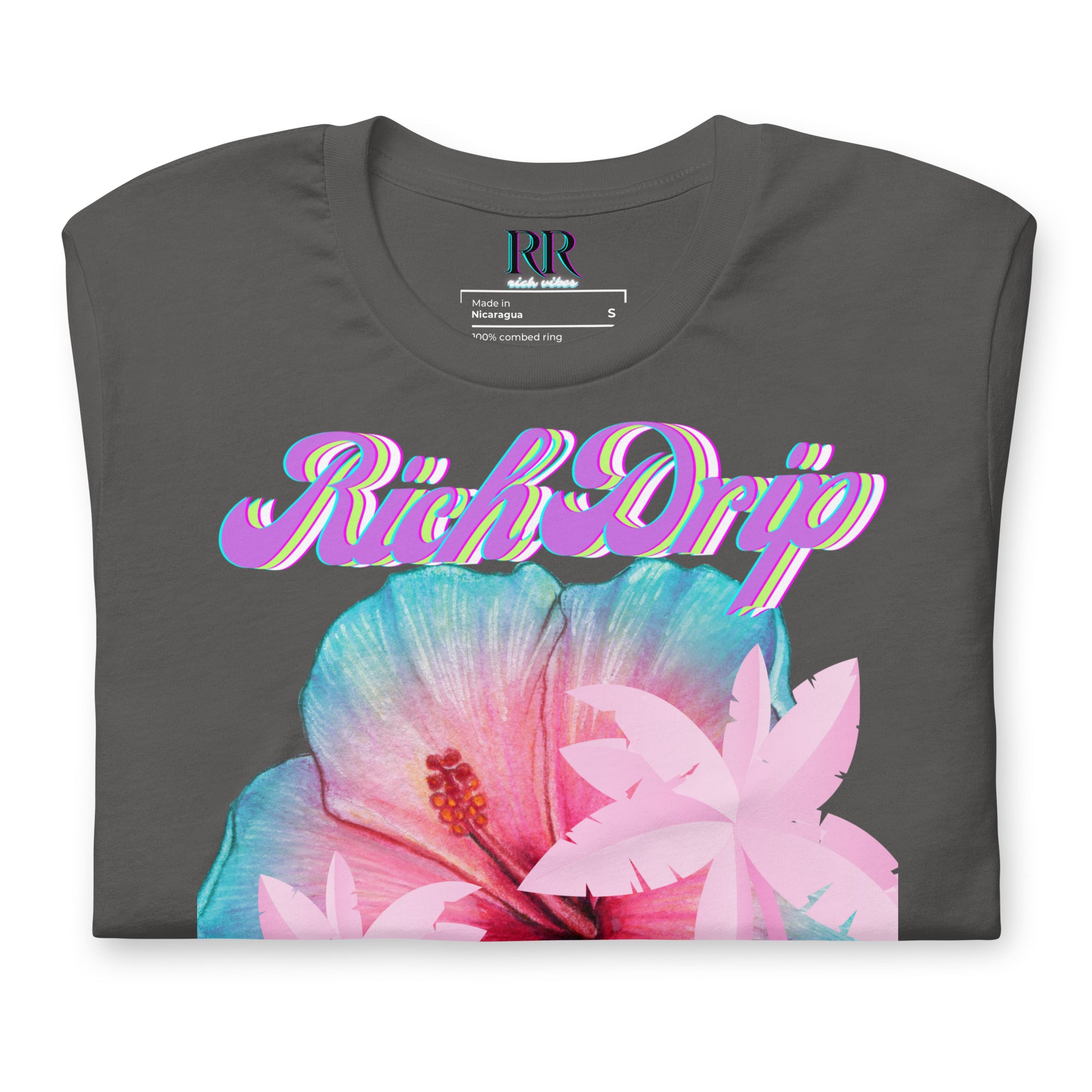RV Rich Drip Her King Tropical Pink Palm Tree - Unisex t-shirt Grey