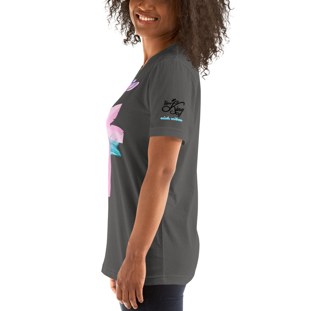 RV Rich Drip Her King Tropical Pink Palm Tree - Unisex t-shirt Grey