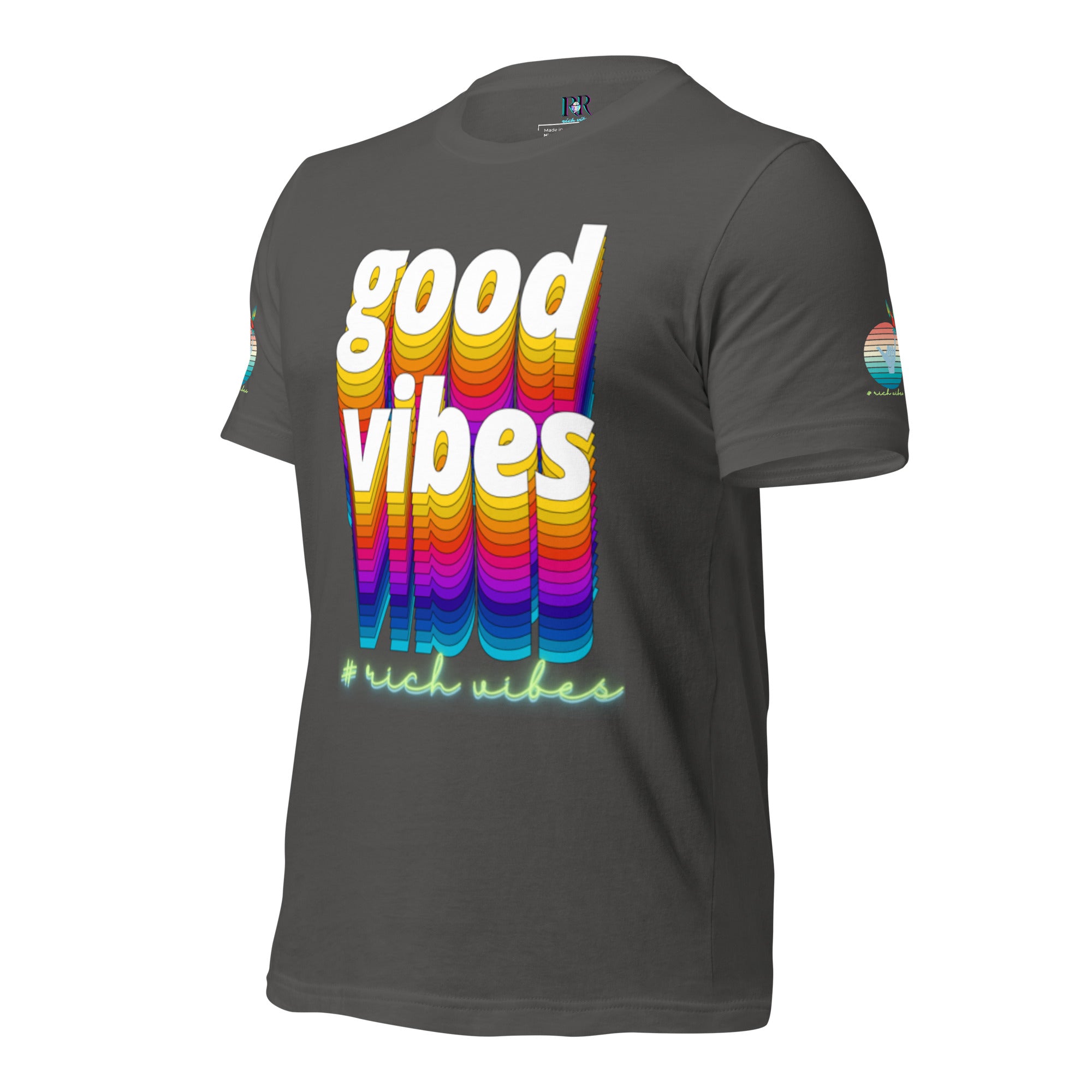 Rich Drip Good Vibes Multi Colored Circle 1.0 - Unisex t-shirt Grey