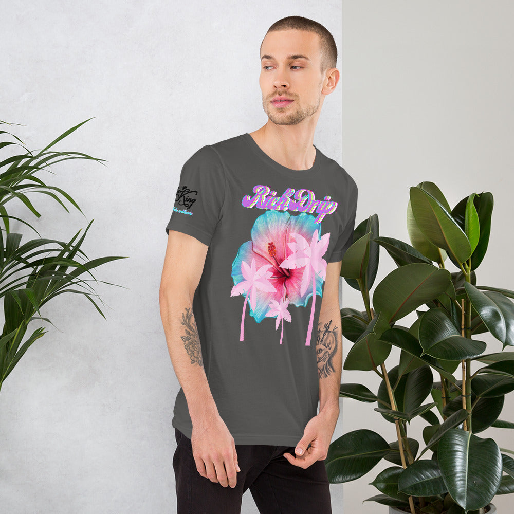 RV Rich Drip Her King Tropical Pink Palm Tree - Unisex t-shirt Grey