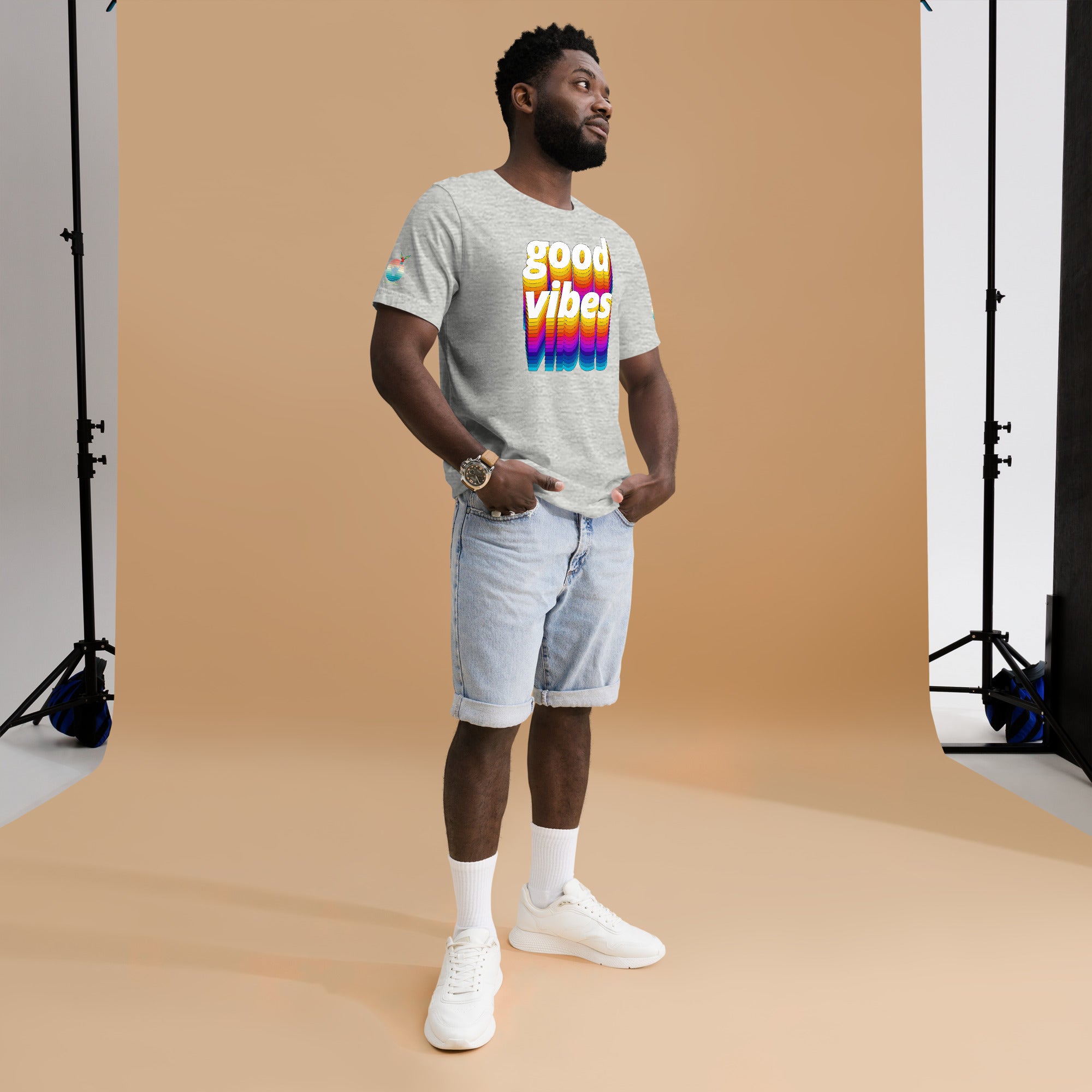 Rich Drip Good Vibes Multi Colored Circle - Unisex t-shirt Grey