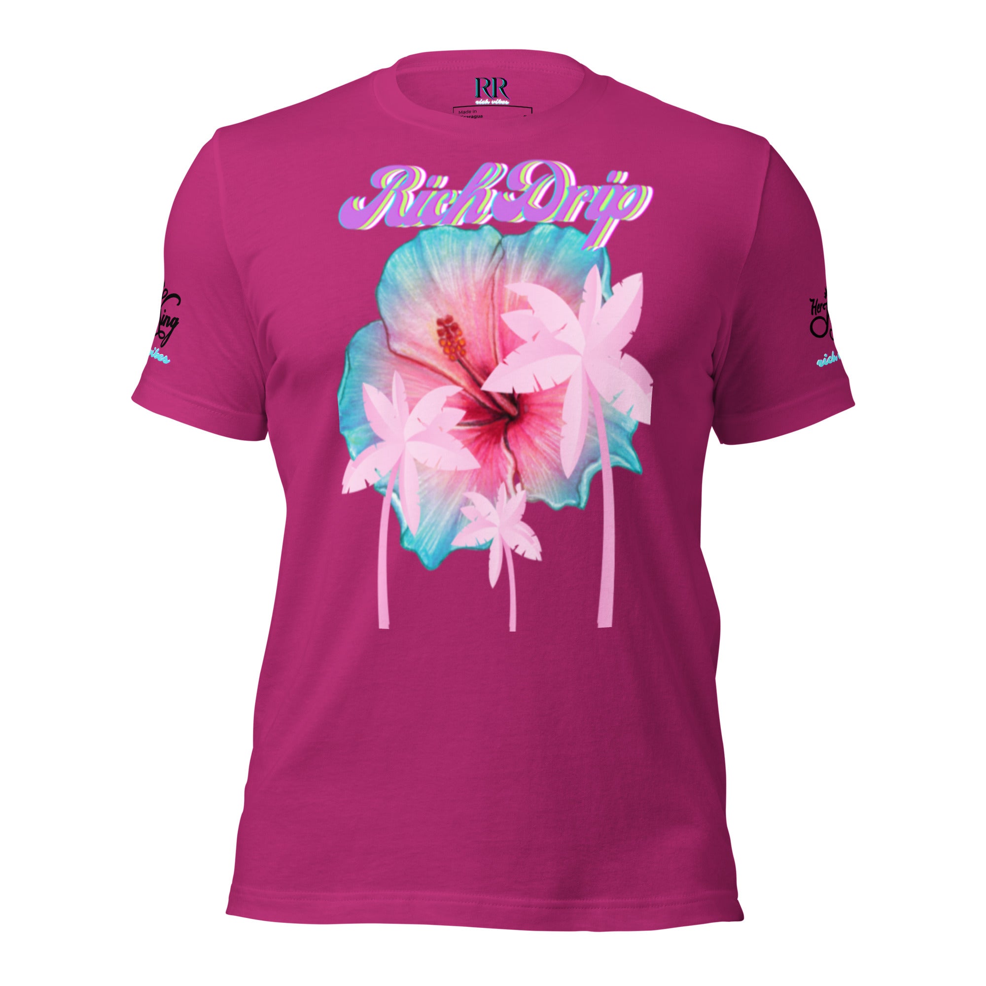 RV Rich Drip Her King Tropical Pink Palm Tree - Unisex t-shirt Sherbert