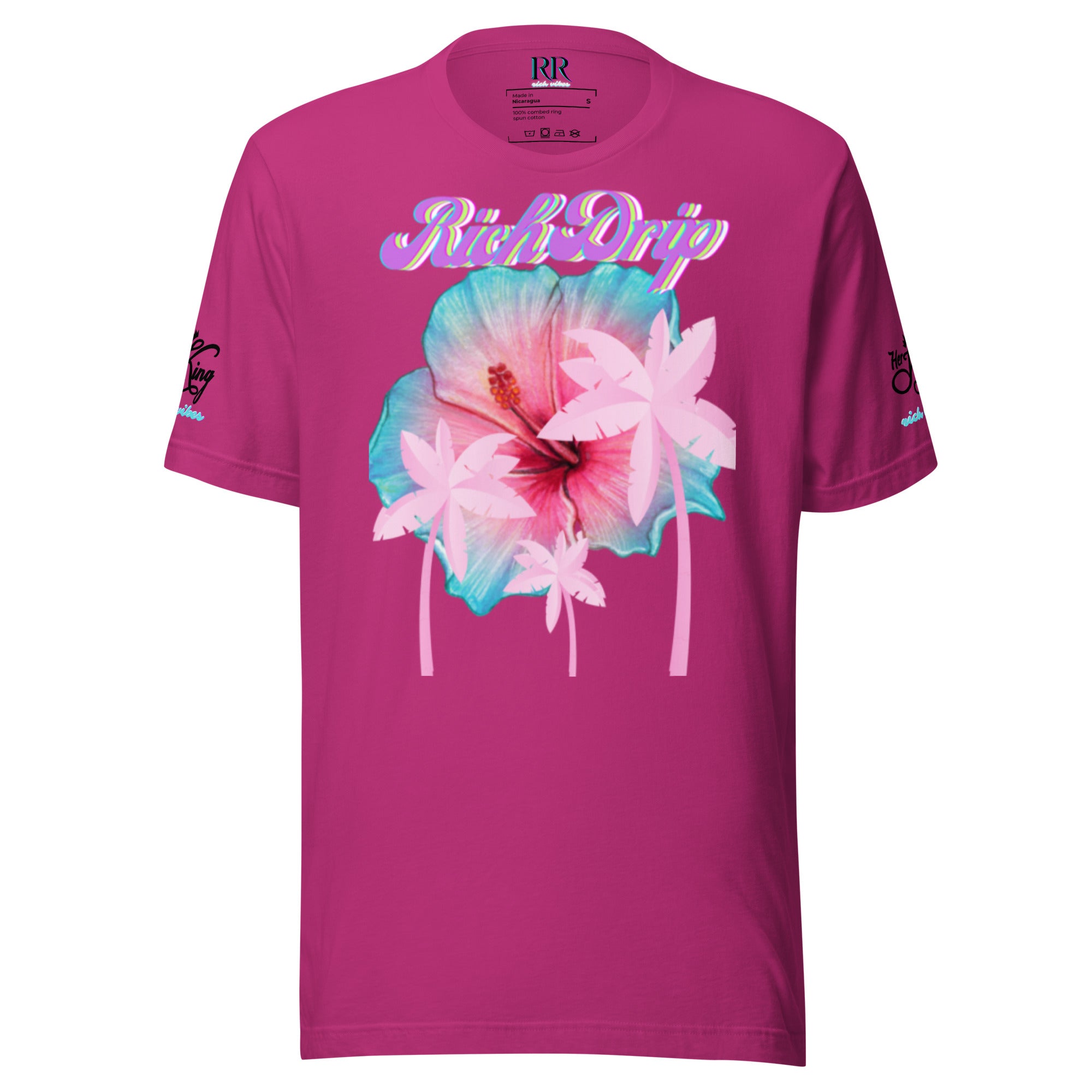 RV Rich Drip Her King Tropical Pink Palm Tree - Unisex t-shirt Sherbert