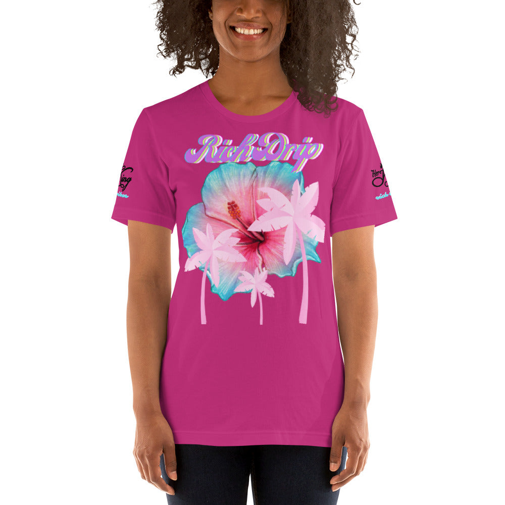 RV Rich Drip Her King Tropical Pink Palm Tree - Unisex t-shirt Sherbert