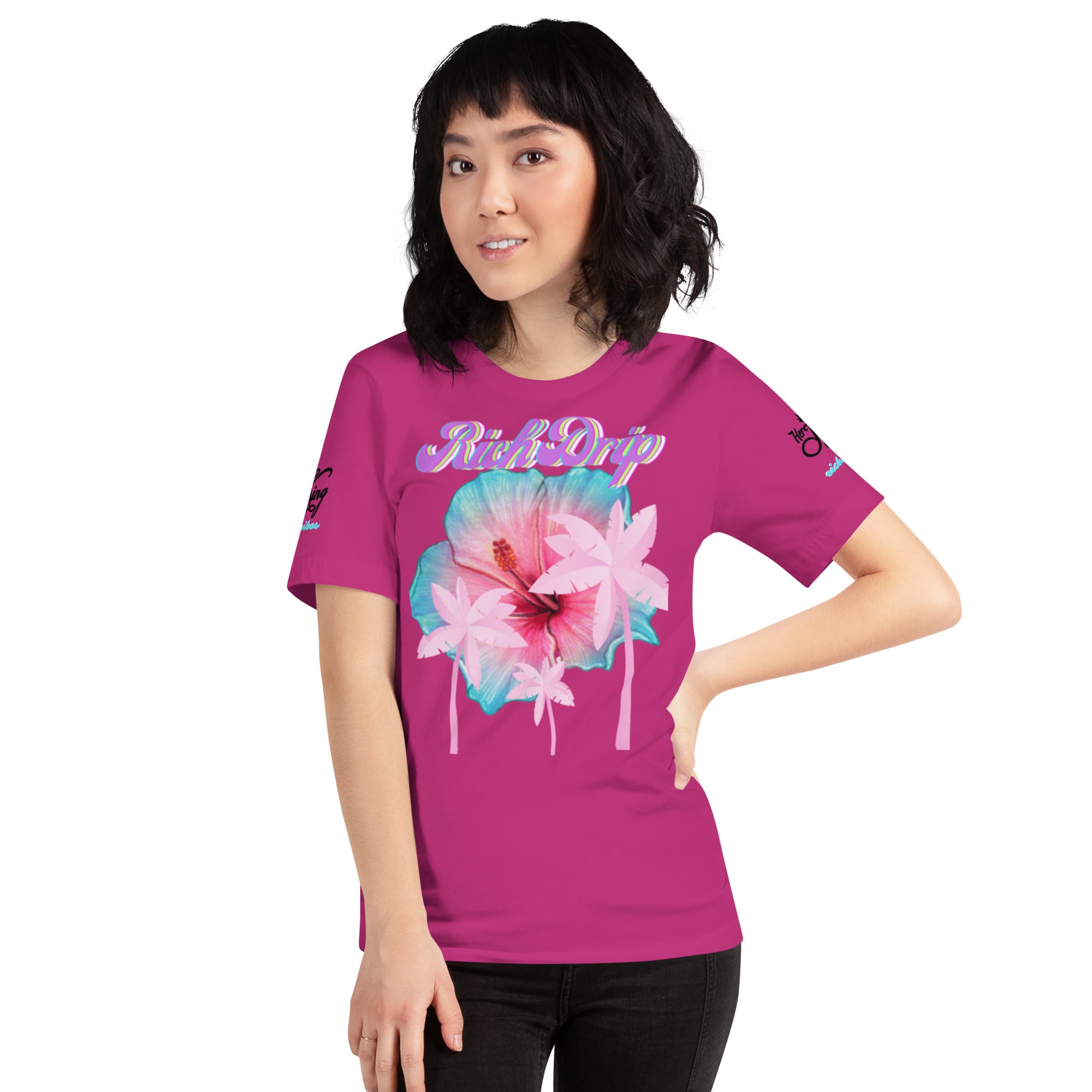 RV Rich Drip Her King Tropical Pink Palm Tree - Unisex t-shirt Sherbert