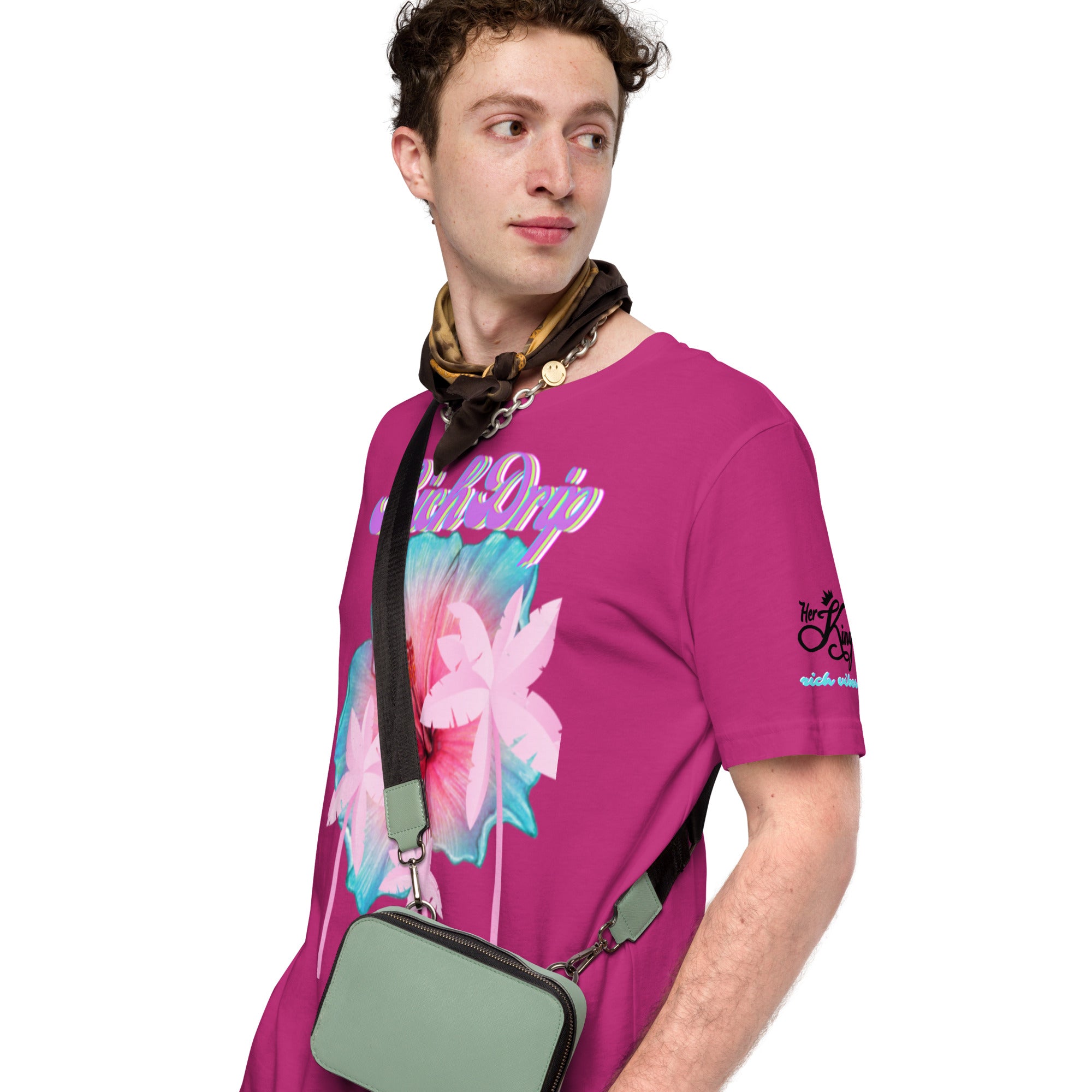 RV Rich Drip Her King Tropical Pink Palm Tree - Unisex t-shirt Sherbert