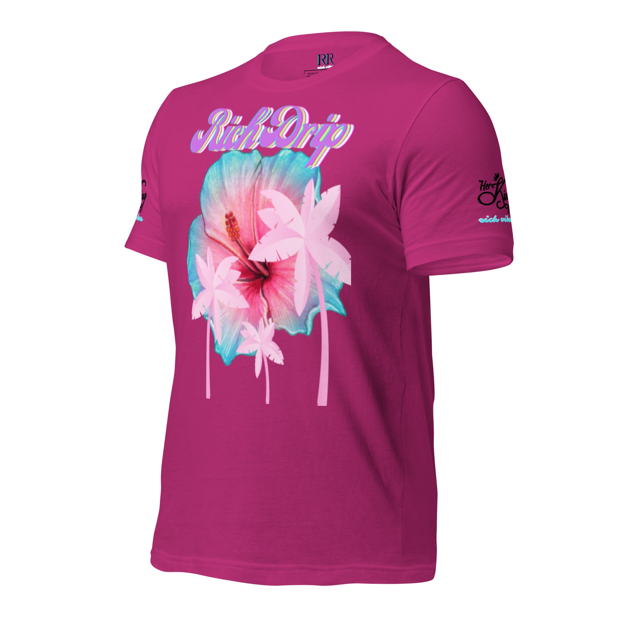 RV Rich Drip Her King Tropical Pink Palm Tree - Unisex t-shirt Sherbert