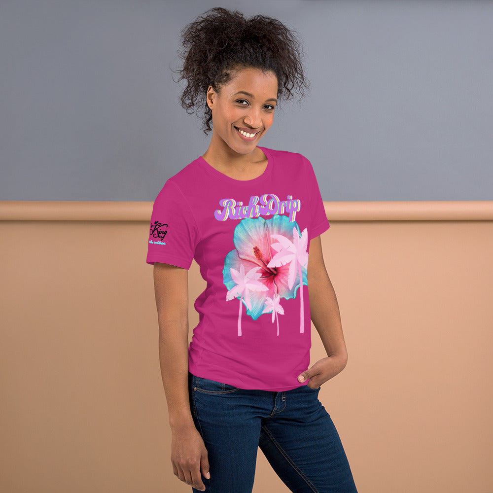 RV Rich Drip Her King Tropical Pink Palm Tree - Unisex t-shirt Sherbert