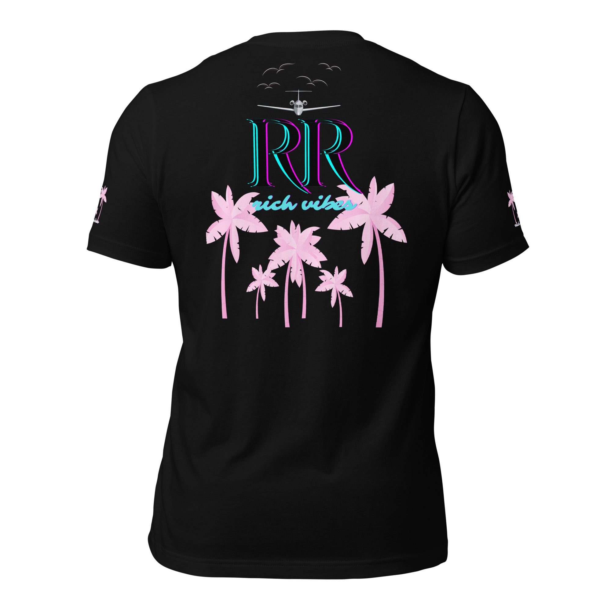Rich Vibes Miami Tropical Pink Print Diva Kiss - Unisex t-shirt Black