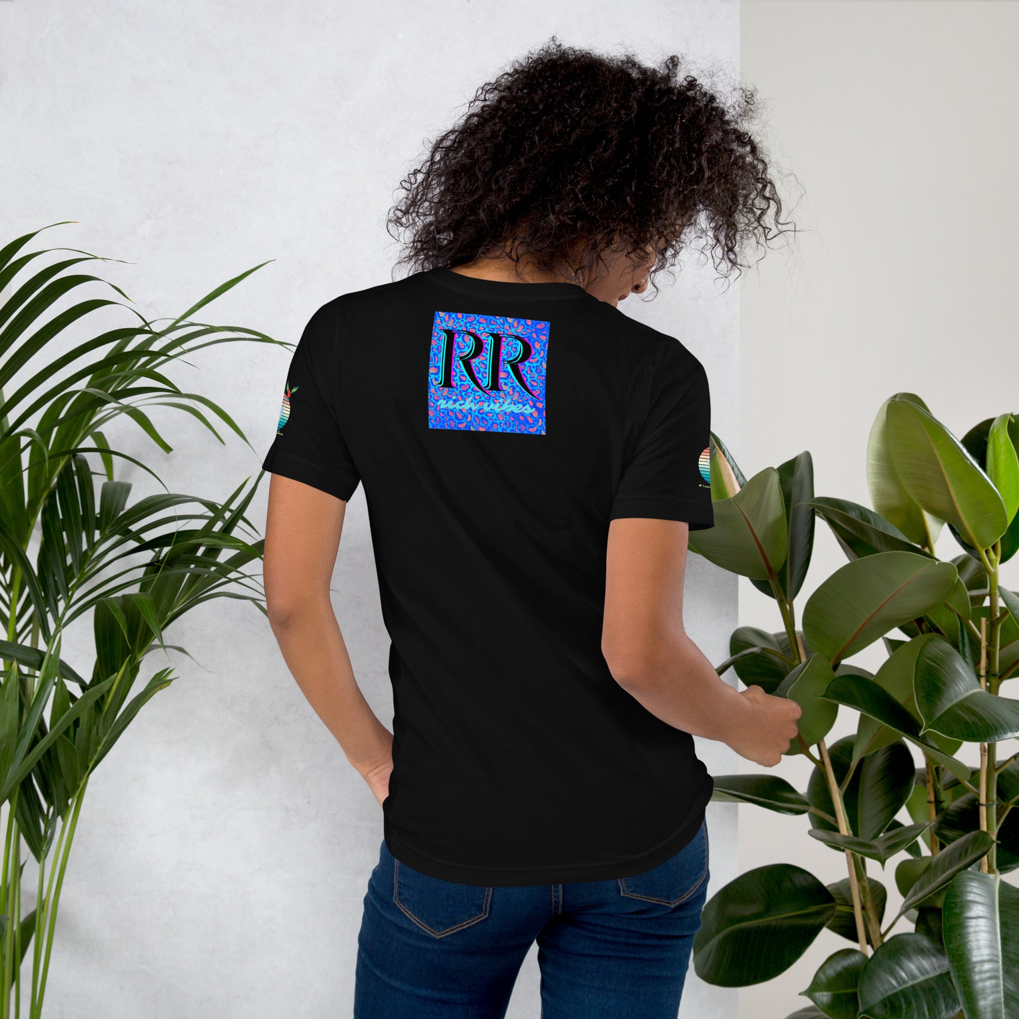 Rich Drip Volt Rich Vibes Colorful Palm Tree Silhouette Multi Colored Circle - Unisex t-shirt Black