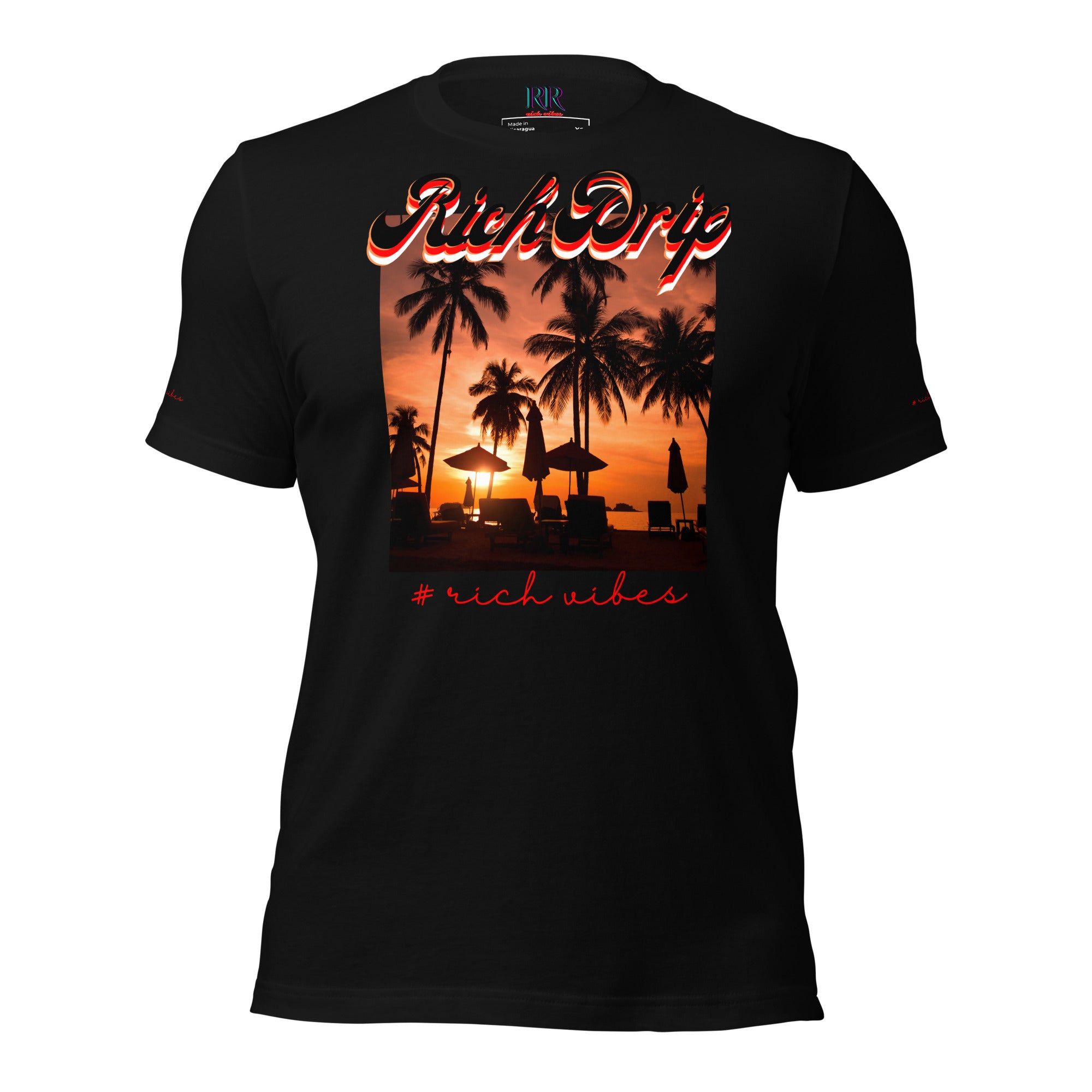 RV5 Red Sunset Palm Tree Silhouette - Unisex Staple T-Shirt | Bella + Canvas 3001