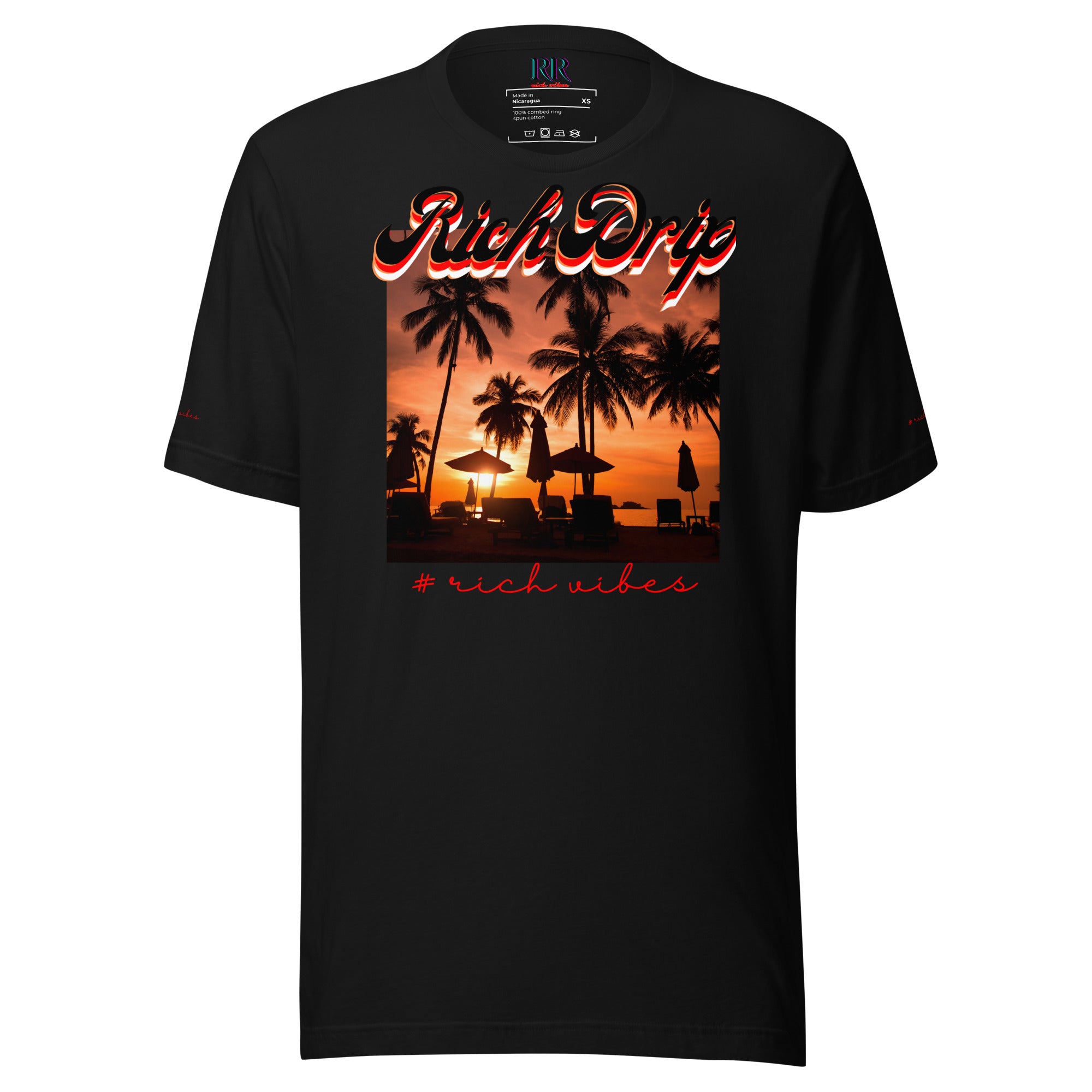 RV5 Red Sunset Palm Tree Silhouette - Unisex Staple T-Shirt | Bella + Canvas 3001