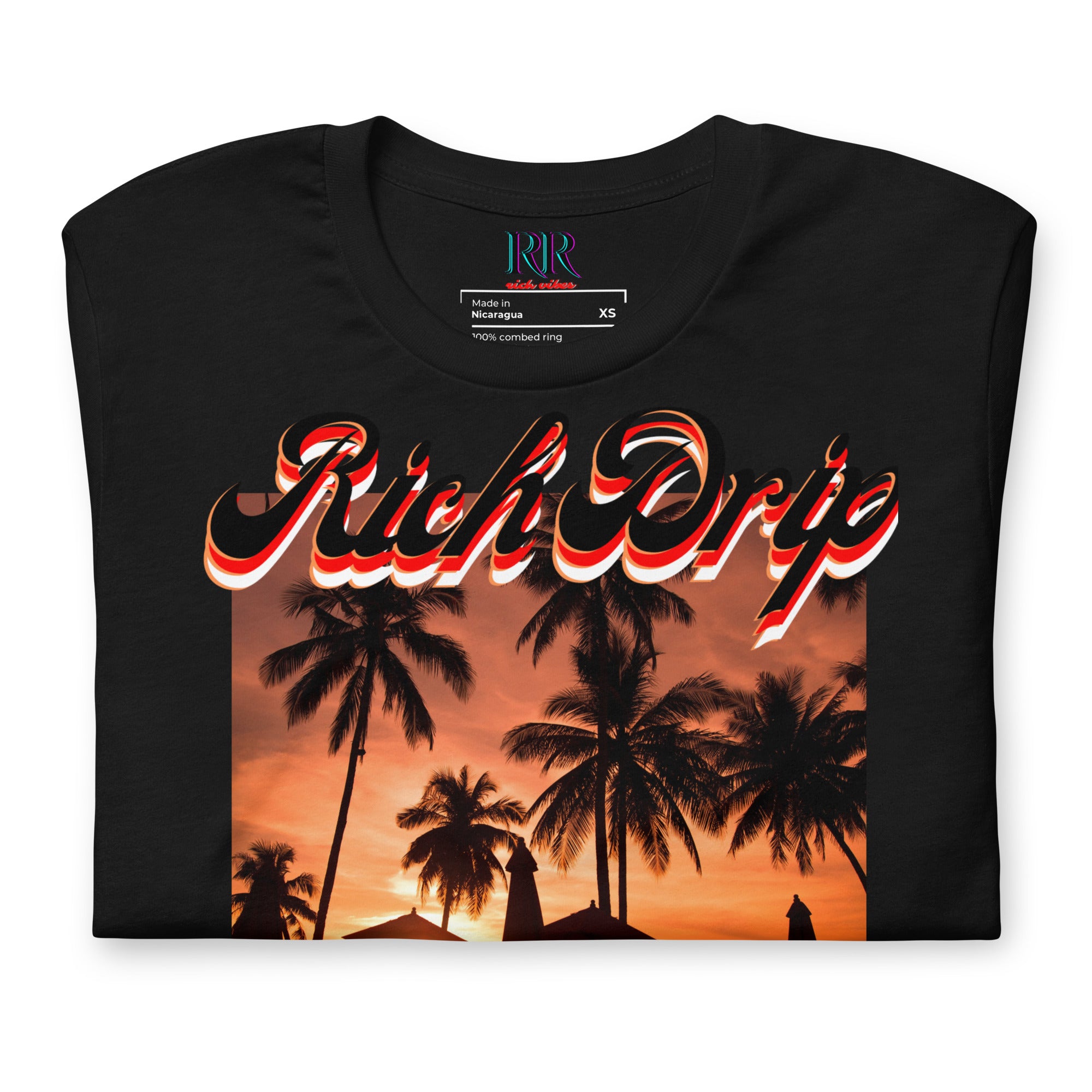 RV5 Red Sunset Palm Tree Silhouette - Unisex Staple T-Shirt | Bella + Canvas 3001