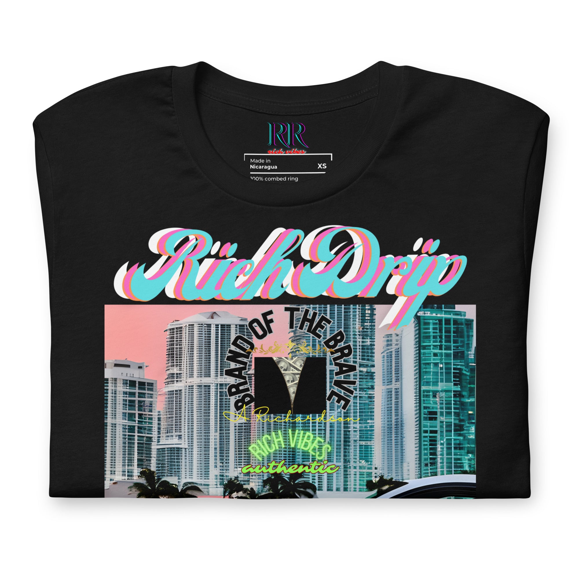 Rich Vibes Motor Sport Miami White Rari Black - Unisex t-shirt