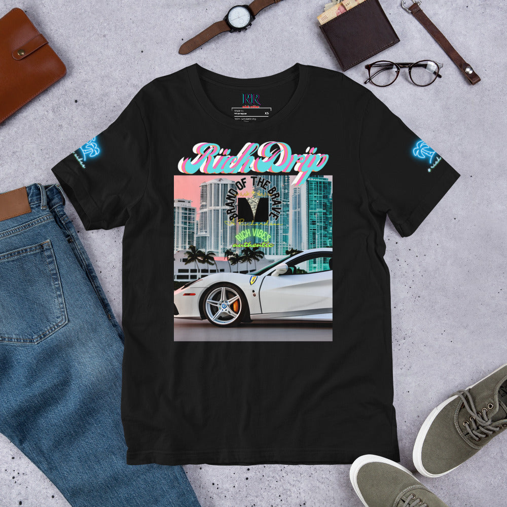 Rich Vibes Motor Sport Miami White Rari Black - Unisex t-shirt