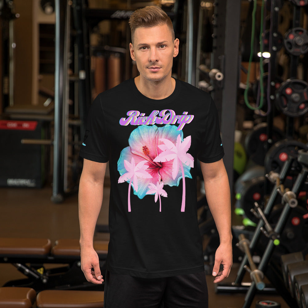 RV Rich Drip Her King Tropical Pink Palm Tree - Unisex t-shirt Black