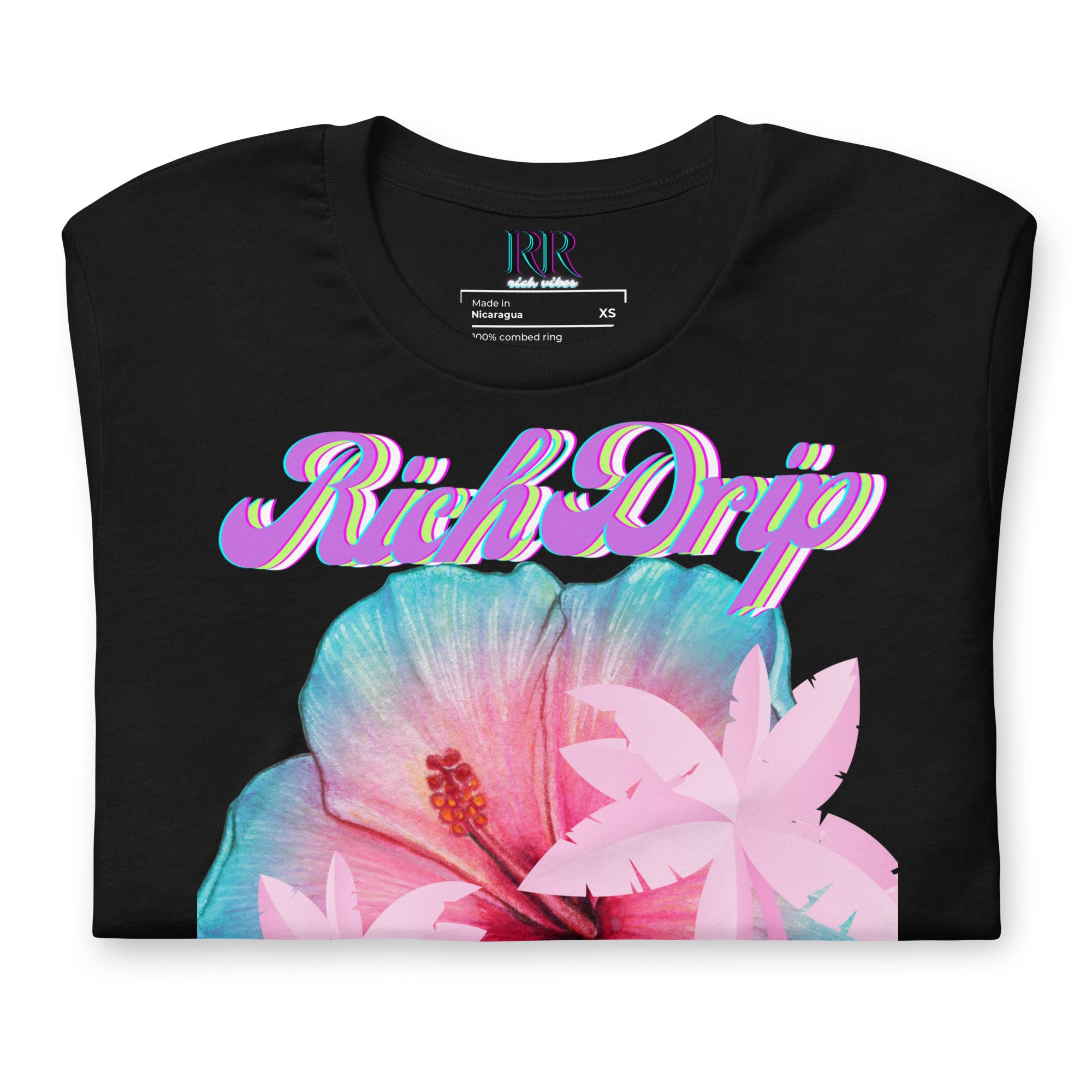 RV Rich Drip Her King Tropical Pink Palm Tree - Unisex t-shirt Black