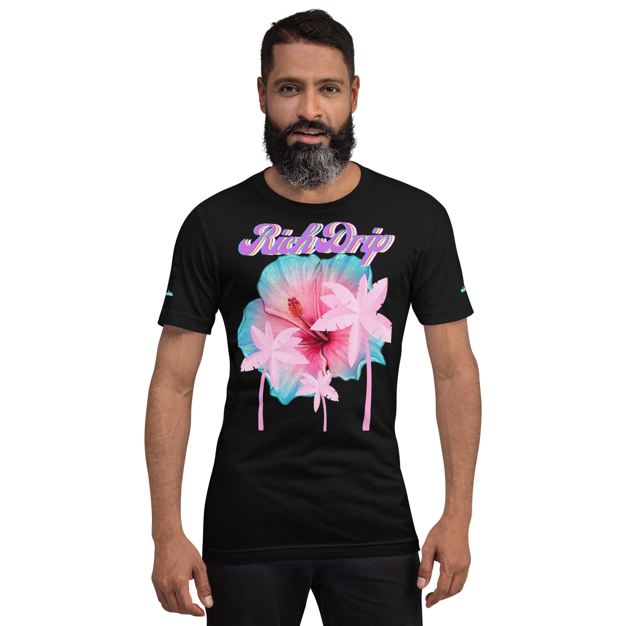 RV Rich Drip Her King Tropical Pink Palm Tree - Unisex t-shirt Black