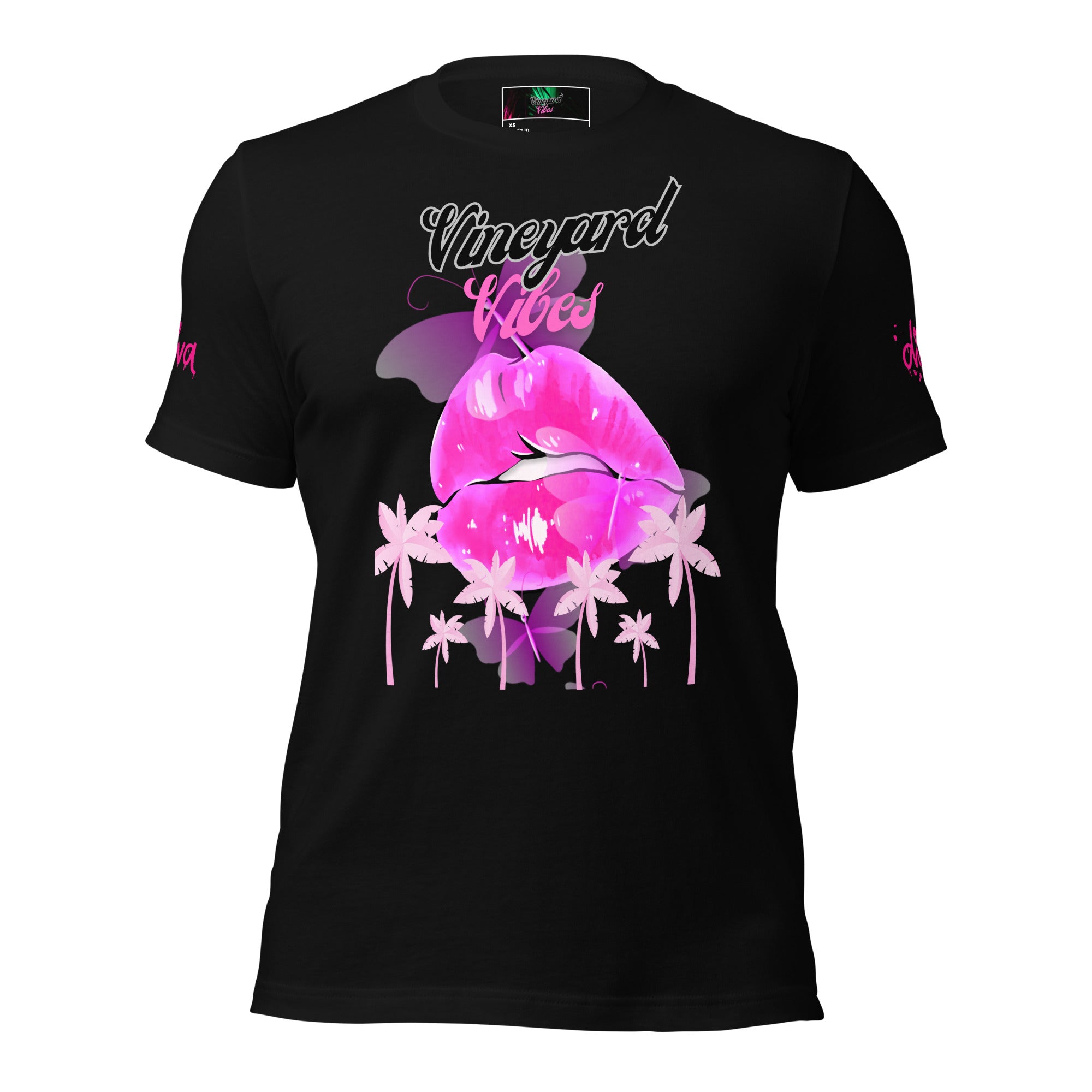 Vineyard Vibes Tropical Pink Print Diva Kiss - Unisex t-shirt Black