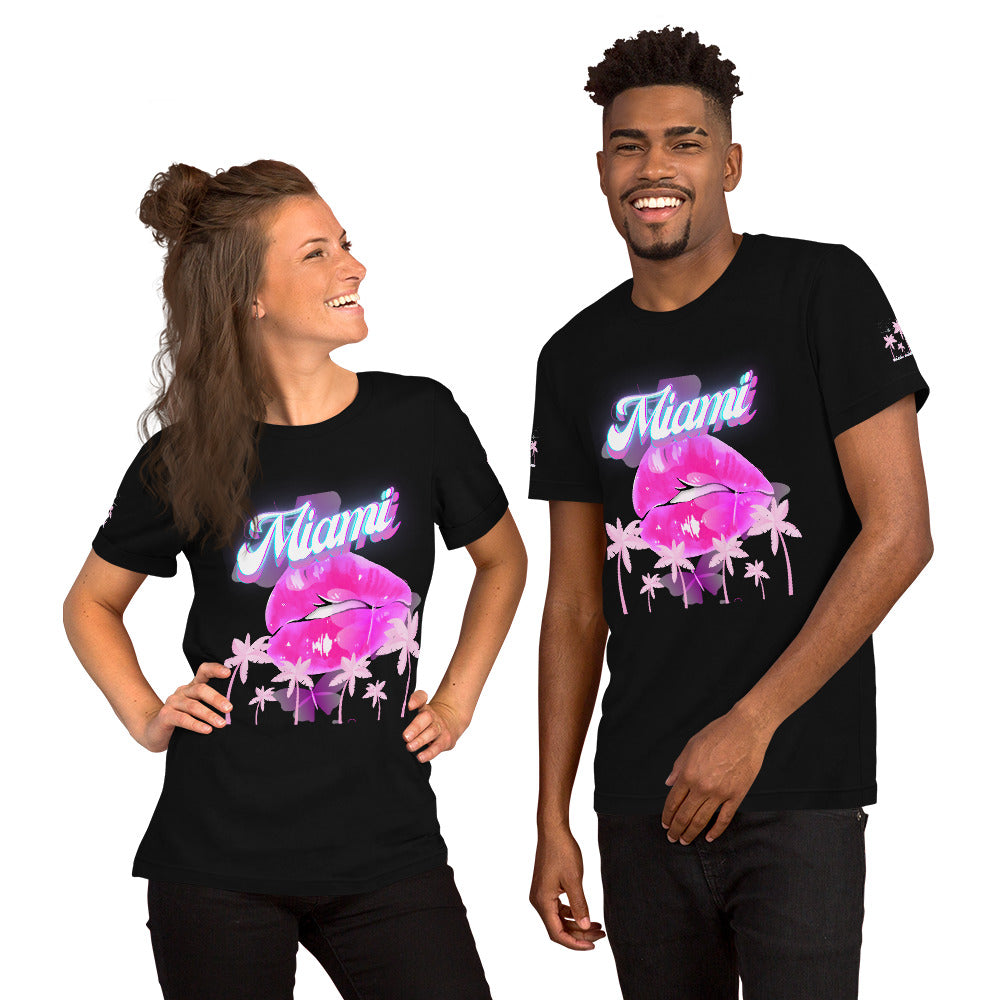 Rich Vibes Miami Tropical Pink Print Diva Kiss - Unisex t-shirt Black