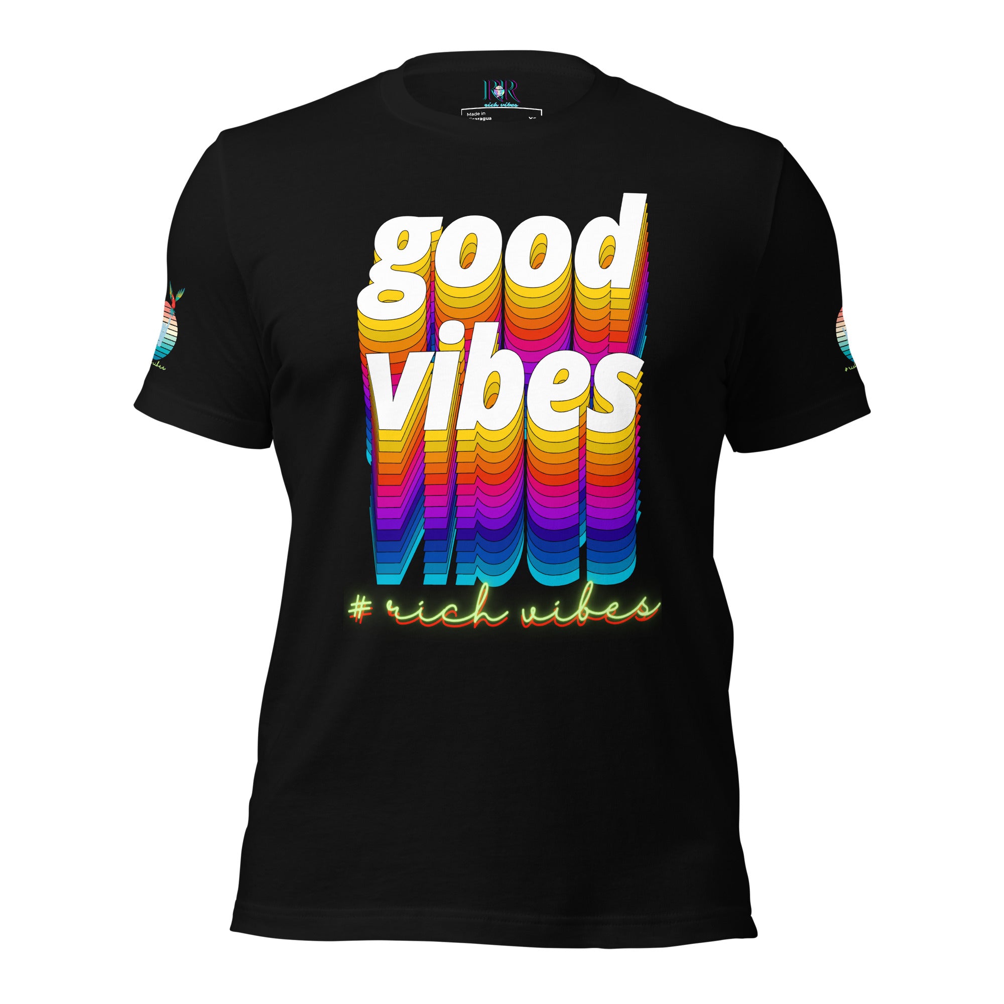 Rich Drip Good Vibes Multi Colored Circle 1.0 - Unisex t-shirt Black